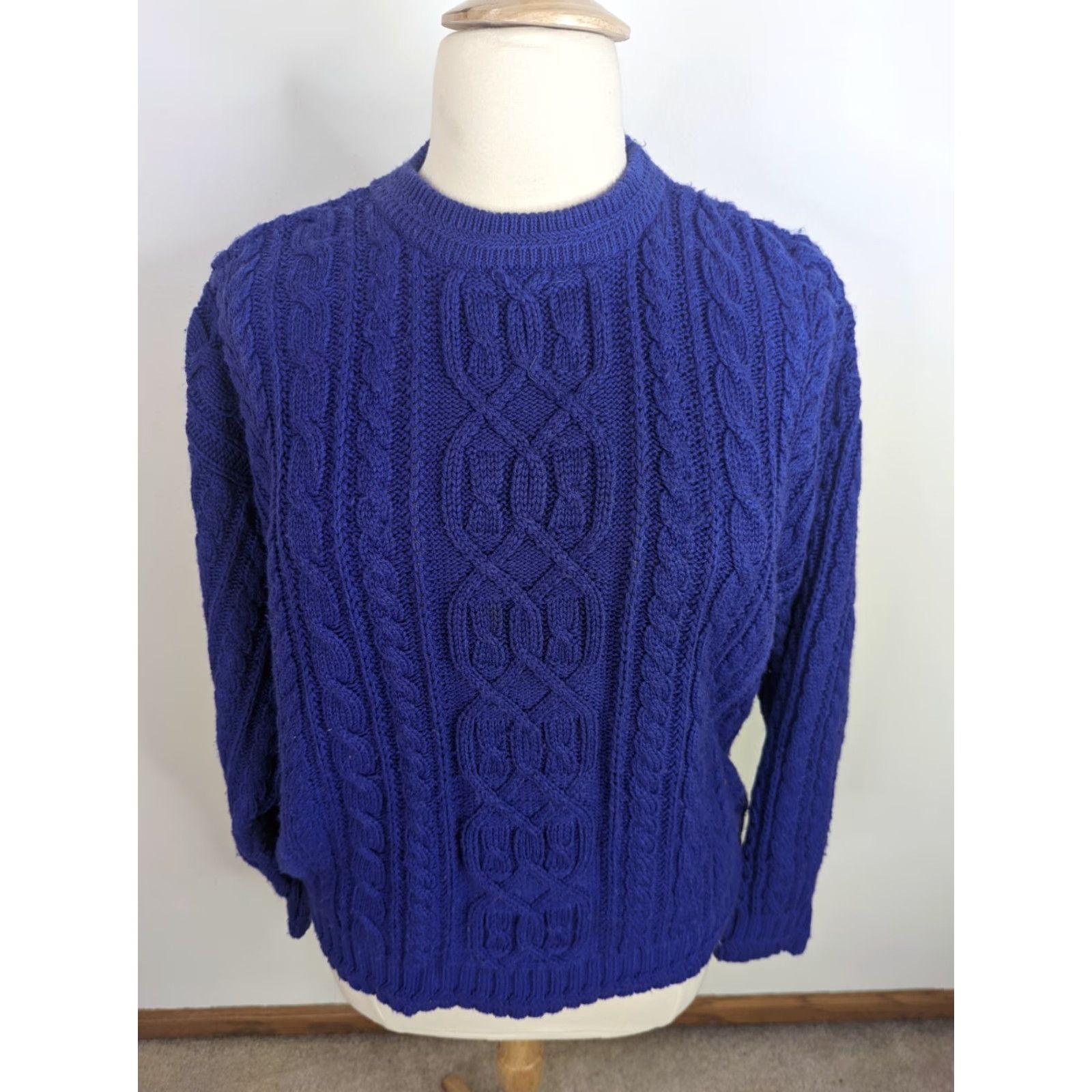 Vintage VINTAGE 90s Cable Knit Sweater Women's Large Purple Chunky Relaxed S8 Fisherman Size L / US 10 / IT 46 - 2 Thumbnail
