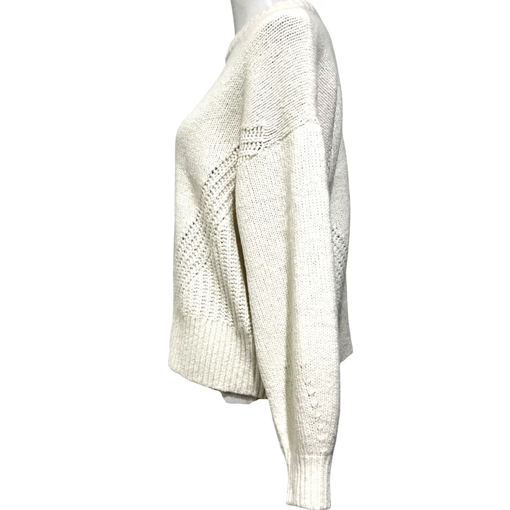 Madewell Madewell Womens 1X Ivory Cream Chunky Knit Wool Blend Sweater Pullover Size XL / US 12-14 / IT 48-50 - 3 Thumbnail
