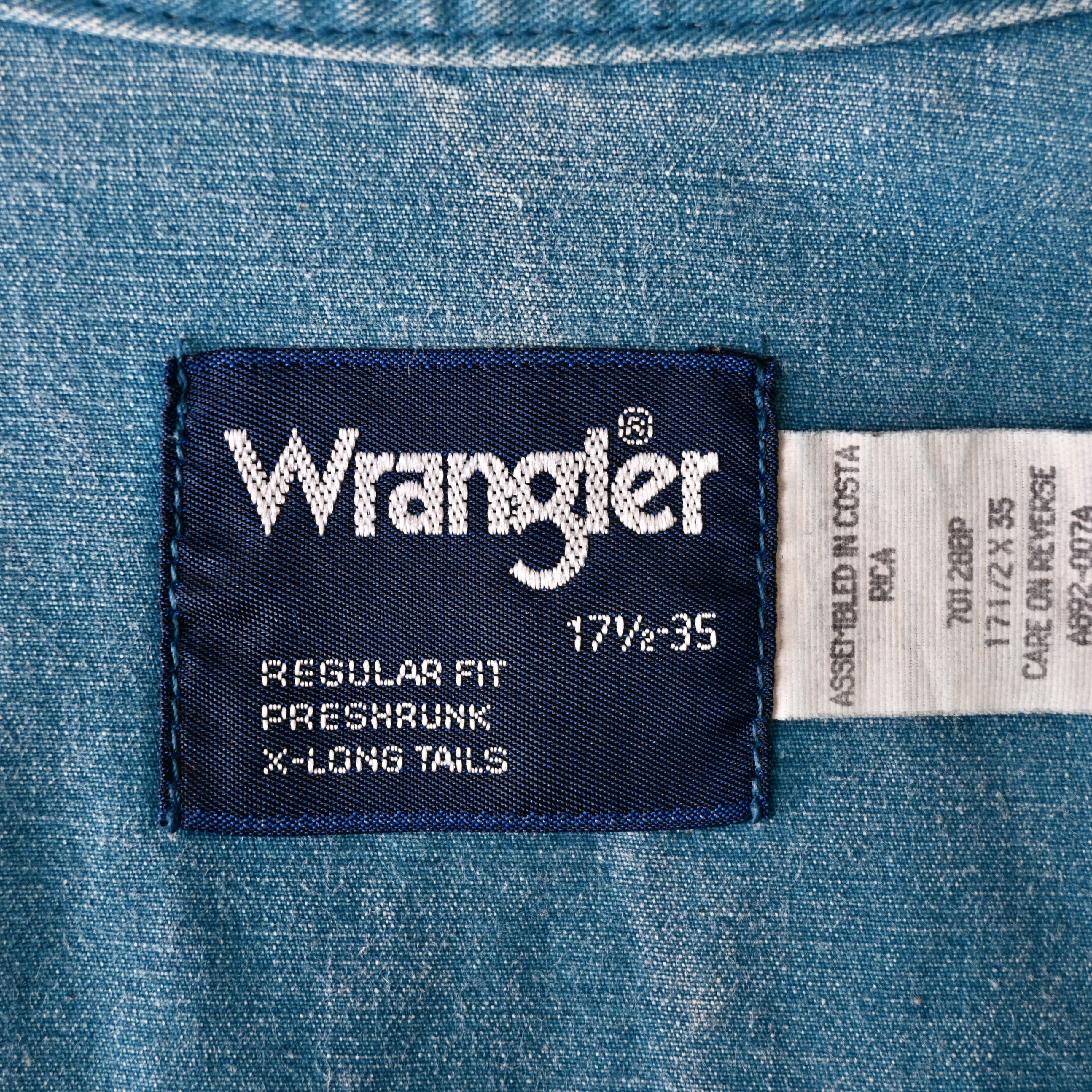 Vintage VTG Wrangler Brushpopper shirt BL x BK block stripe 17.5-35 Size US XL / EU 56 / 4 - 18 Thumbnail