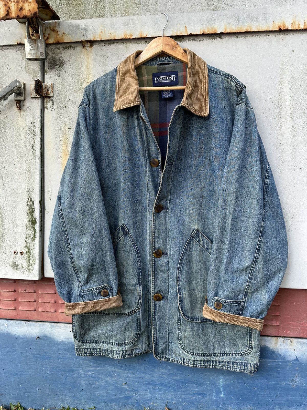 Vintage 👹Vintage Land’s End Chore Denim Jacket Size US XL / EU 56 / 4 - 7 Thumbnail