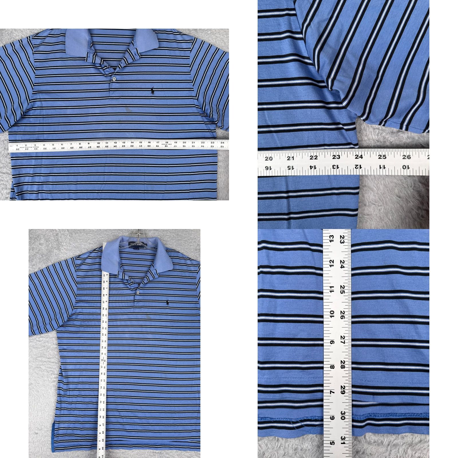 Ralph Lauren VINTAGE Ralph Lauren Polo Golf Shirt Extra Large Blue Stripe 100% Cotton Men Size US XL / EU 56 / 4 - 8 Thumbnail