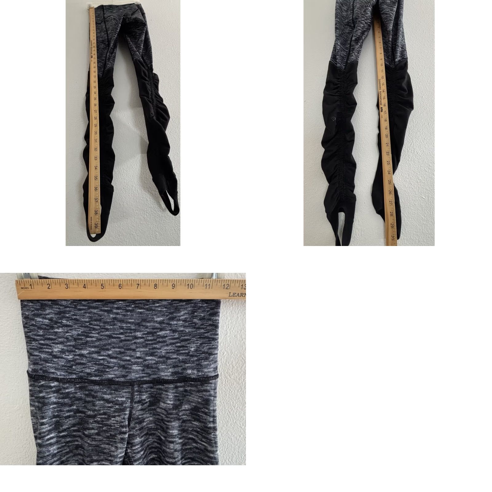 Lululemon Lululemon Ankle Womens 4 Black Tip Stirrup Leggings Gray Colorblock Knit Size Size 27" / US 4 / IT 40 - 8 Thumbnail