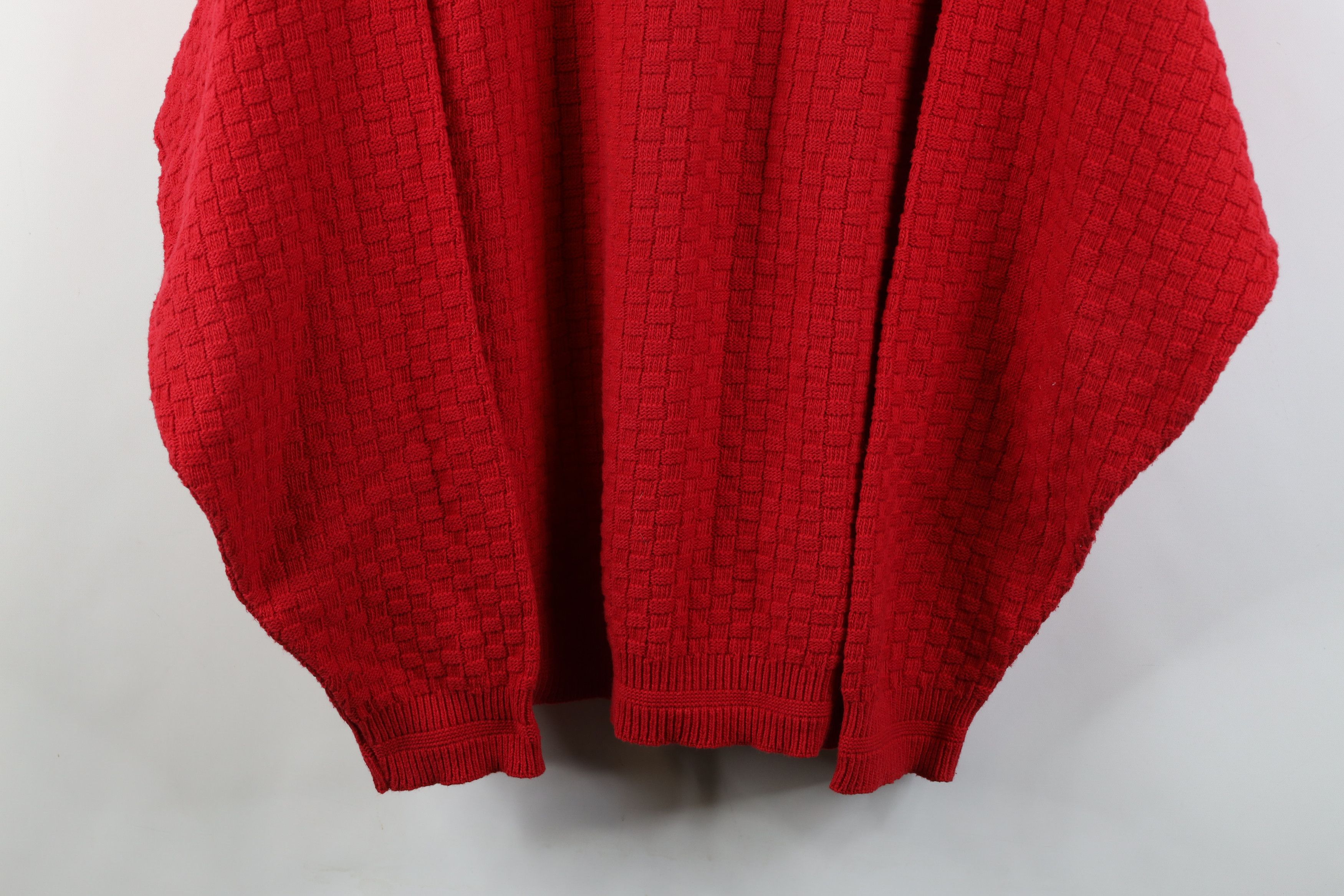 Vintage Vintage 90s Streetwear Cotton Weave Knit Sweater Red USA Size US L / EU 52-54 / 3 - 3 Thumbnail