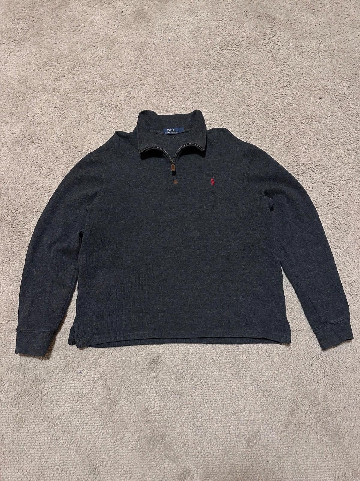 Polo Ralph Lauren Polo Ralph Lauren Cotton 1/4 Zip Collar Gray Pullover Sweate Size US L / EU 52-54 / 3 - 1 Thumbnail