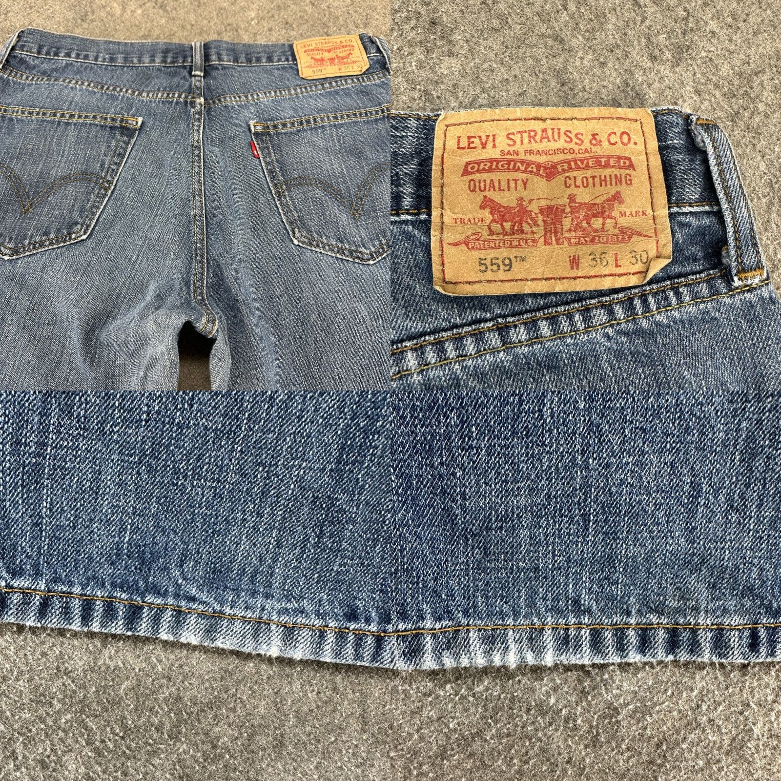 Levi's Levi's 559 Jeans Men 36x30 Blue Straight Relaxed Fit Medium Wash Denim Cotton 559 Modern Distressed Straight Leg Jeans Mens Size US 36 / EU 52 - 8 Thumbnail
