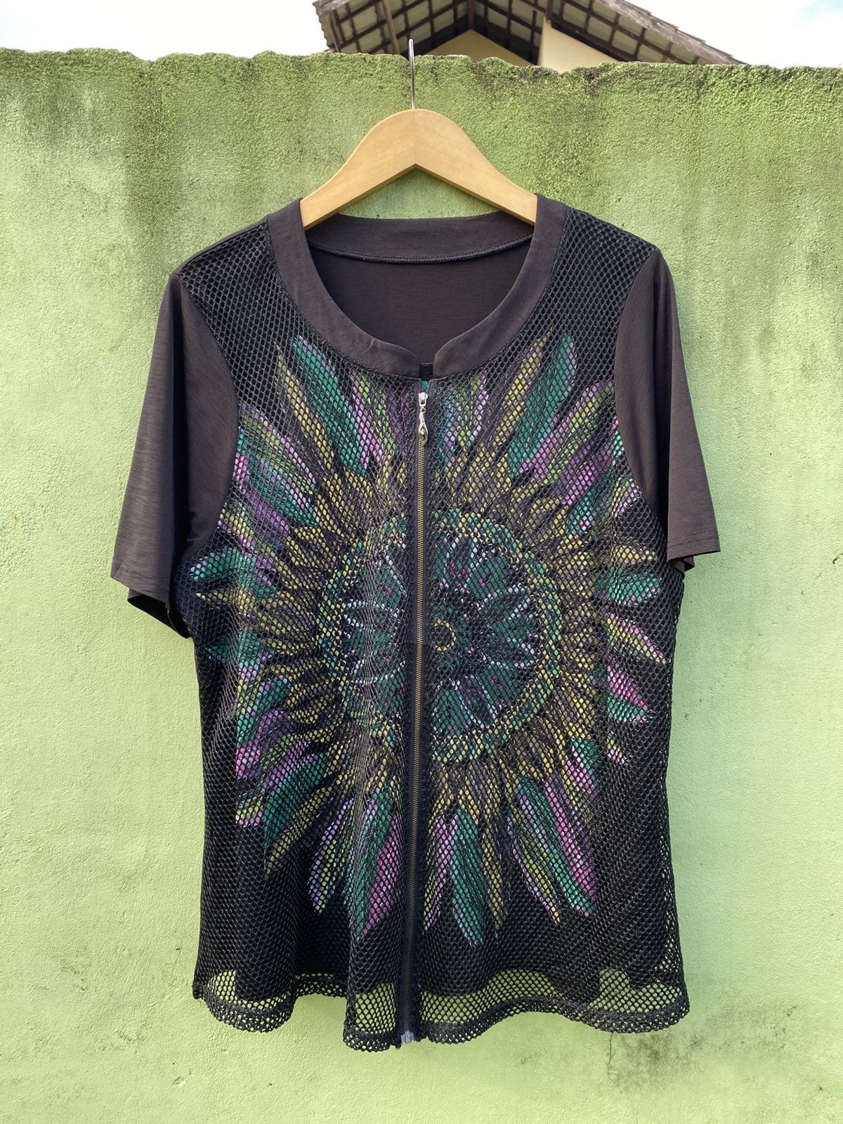 Other Japanese Vintage Boho Tribal Feather Graphic Mesh Layered Size ONE SIZE - 2 Thumbnail