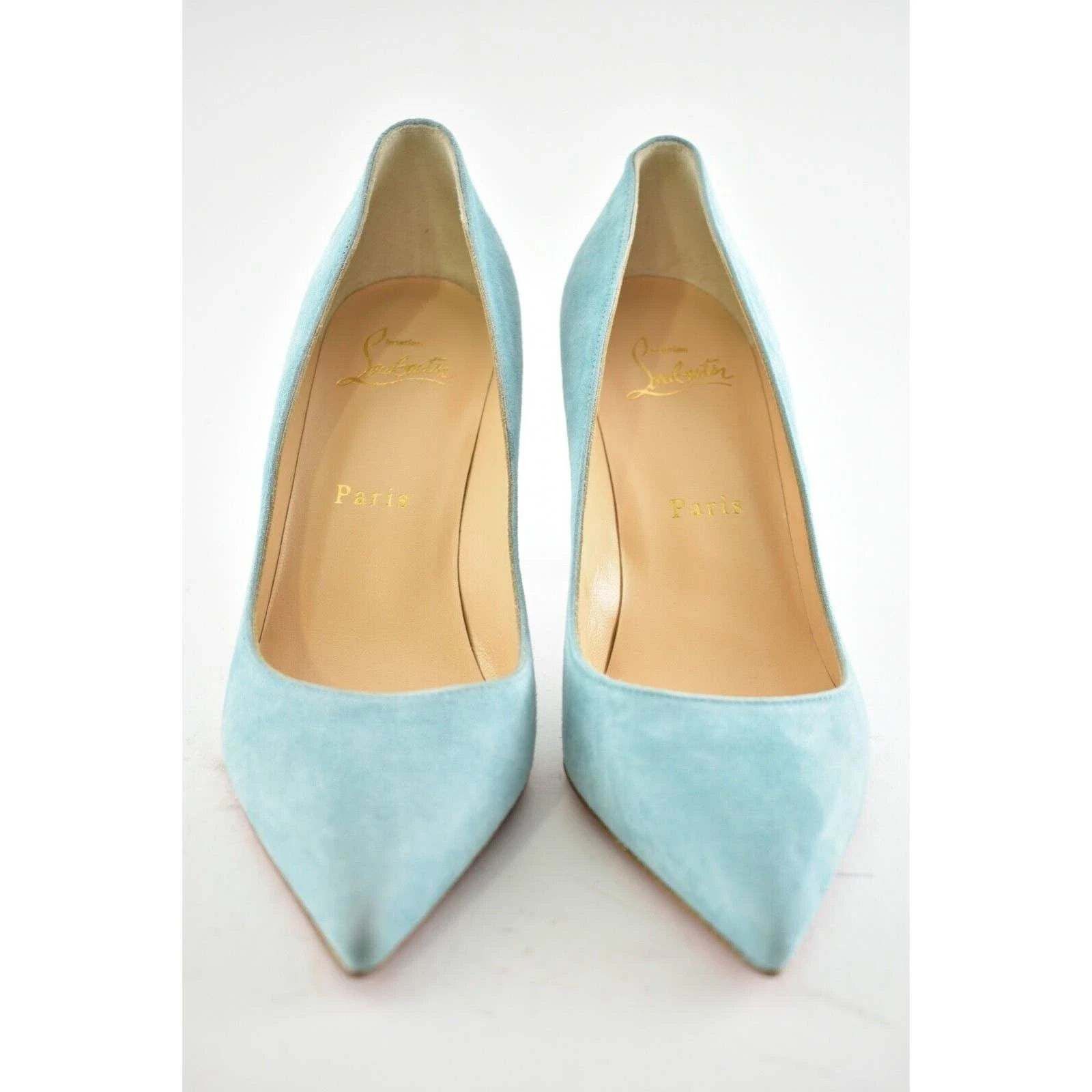 Christian Louboutin Christian Louboutin Pigalle Follies 85 Noumea Blue Suede Size US 7 / IT 37 - 6 Thumbnail