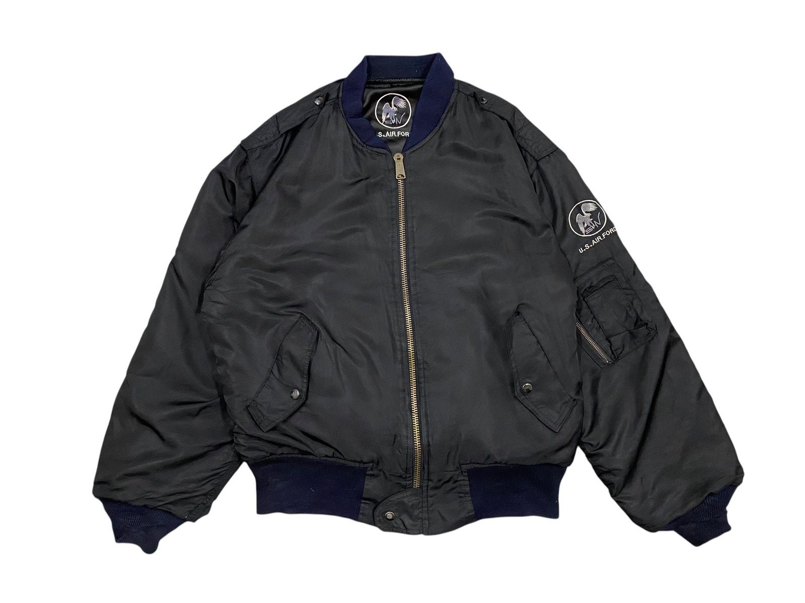 Vintage Vtg U.S Air Force Bomber Jacket Black Size US XL / EU 56 / 4 - 2 Thumbnail
