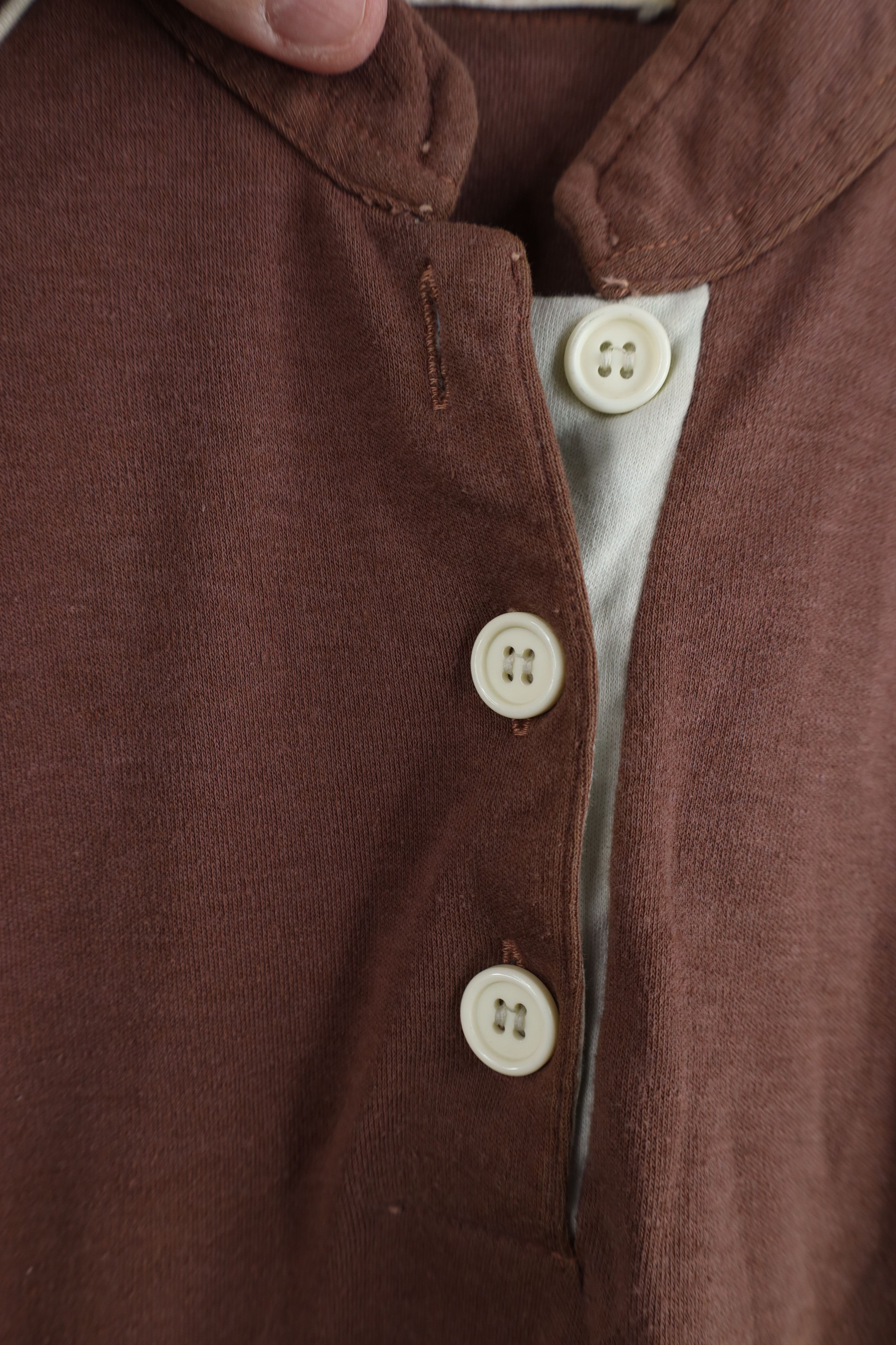 Vintage Vintage 70s Streetwear Distressed Blank Henley T-Shirt Brown Size L / US 10 / IT 46 - 6 Thumbnail