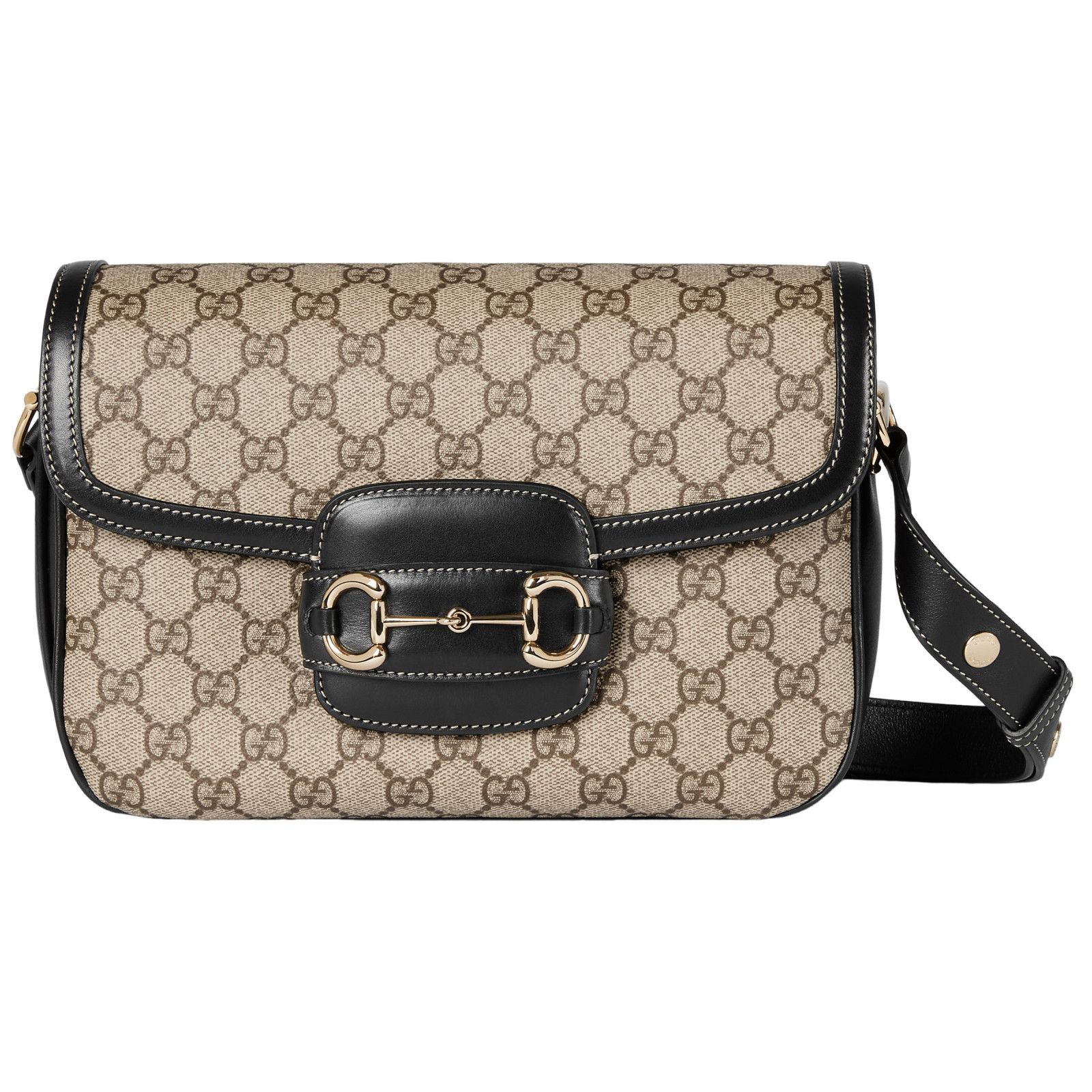 GUCCI Horsebit 1955 Medium Soft $3500 Beige And Dark Brown S