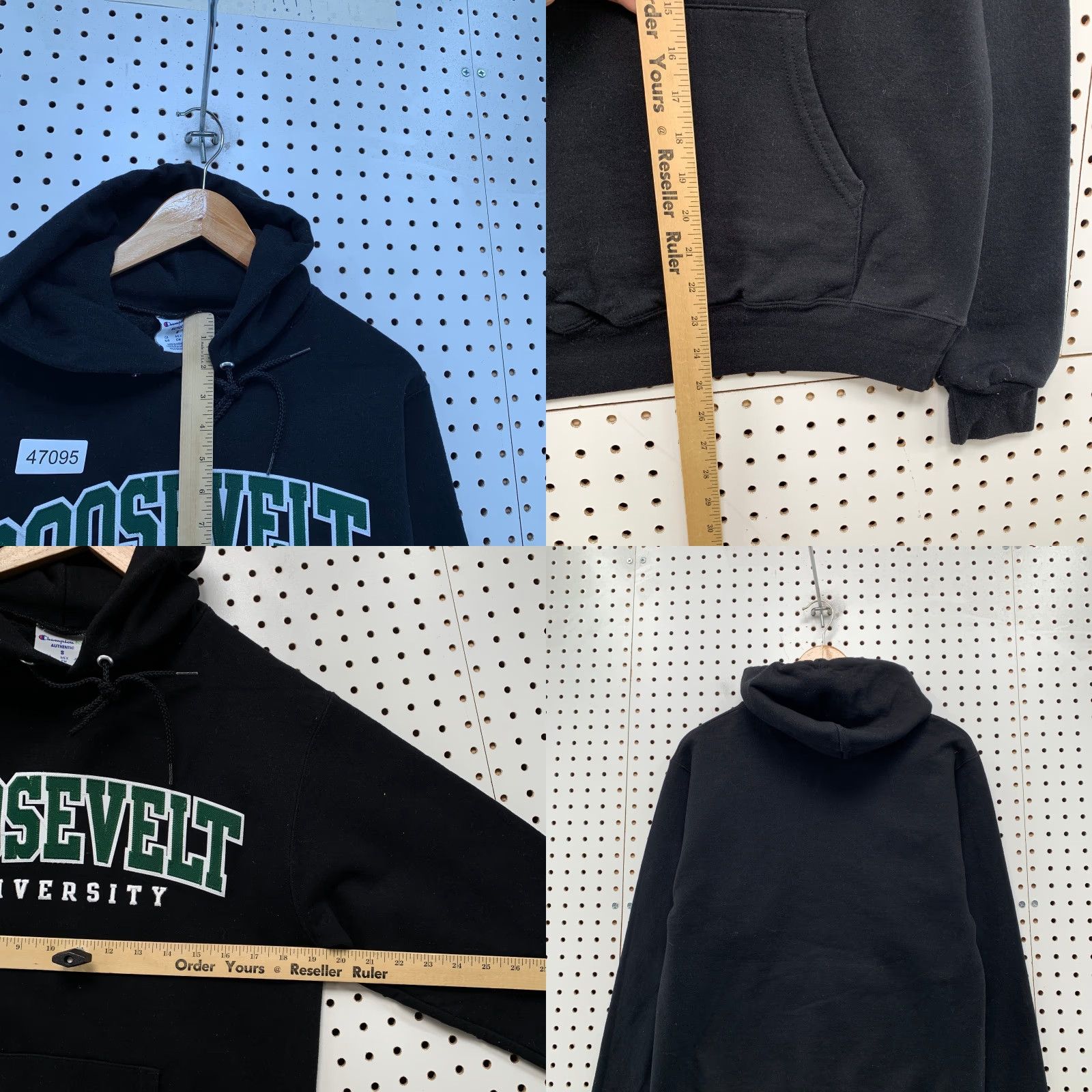 Champion VINTAGE Roosevelt University Hoodie Sweatshirt Men Small Black Champion NCAA Embroidered Size US S / EU 44-46 / 1 - 8 Thumbnail