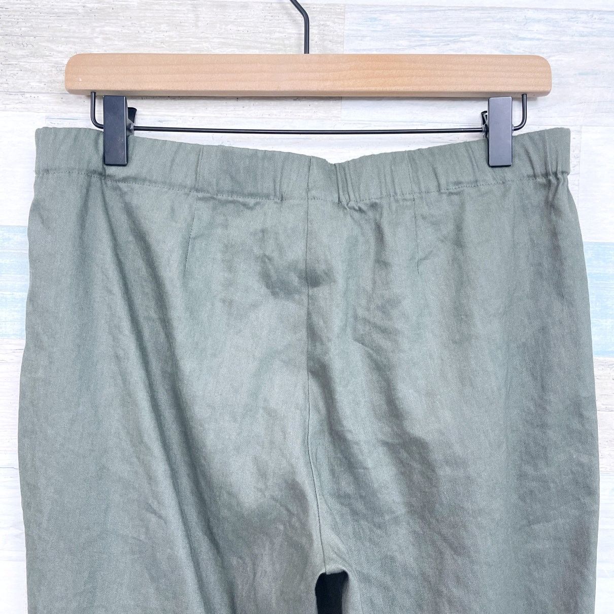J. Jill J Jill Linen Stretch Crop Pull On Pants Green Mid Rise SP Size 32" / US 10 / IT 46 - 4 Thumbnail