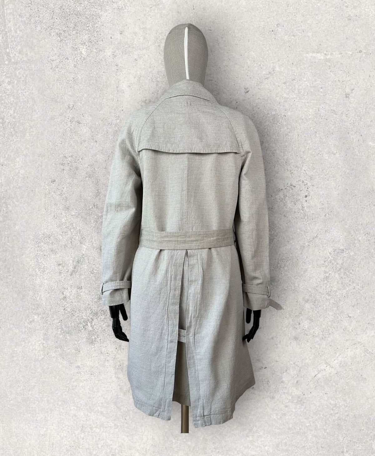 hannes roether HANNES ROETHER Linen Double-Breasted Trench Coat Avant Garde Size M / US 6-8 / IT 42-44 - 3 Thumbnail