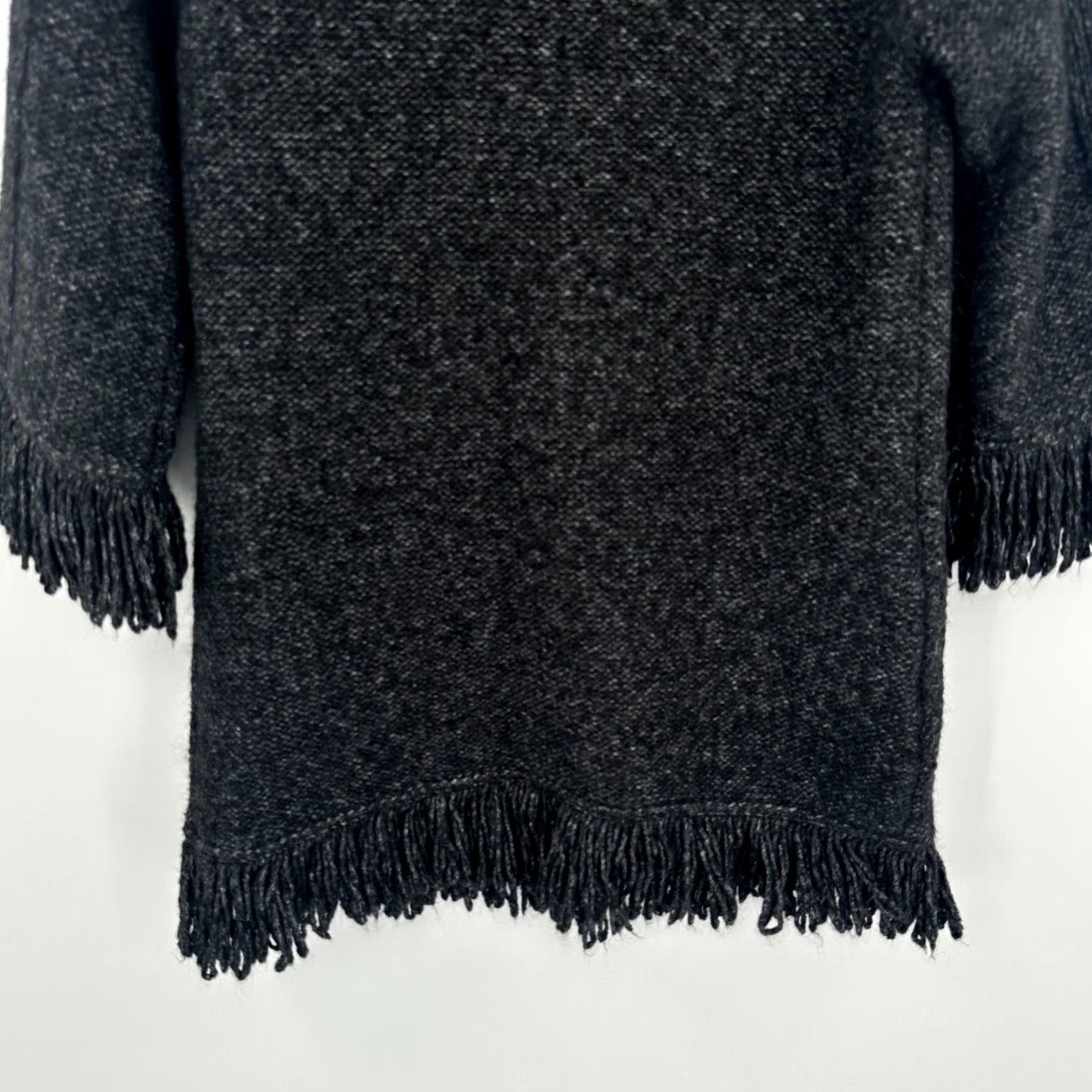 Vintage Marisa Christina Cardigan Women Charcoal Grey Wool Blend Fringe Toggle Knit 3/4 Sleeve Open Front Womens M Fall Winter Spring Knit Style Size M / US 6-8 / IT 42-44 - 7 Thumbnail