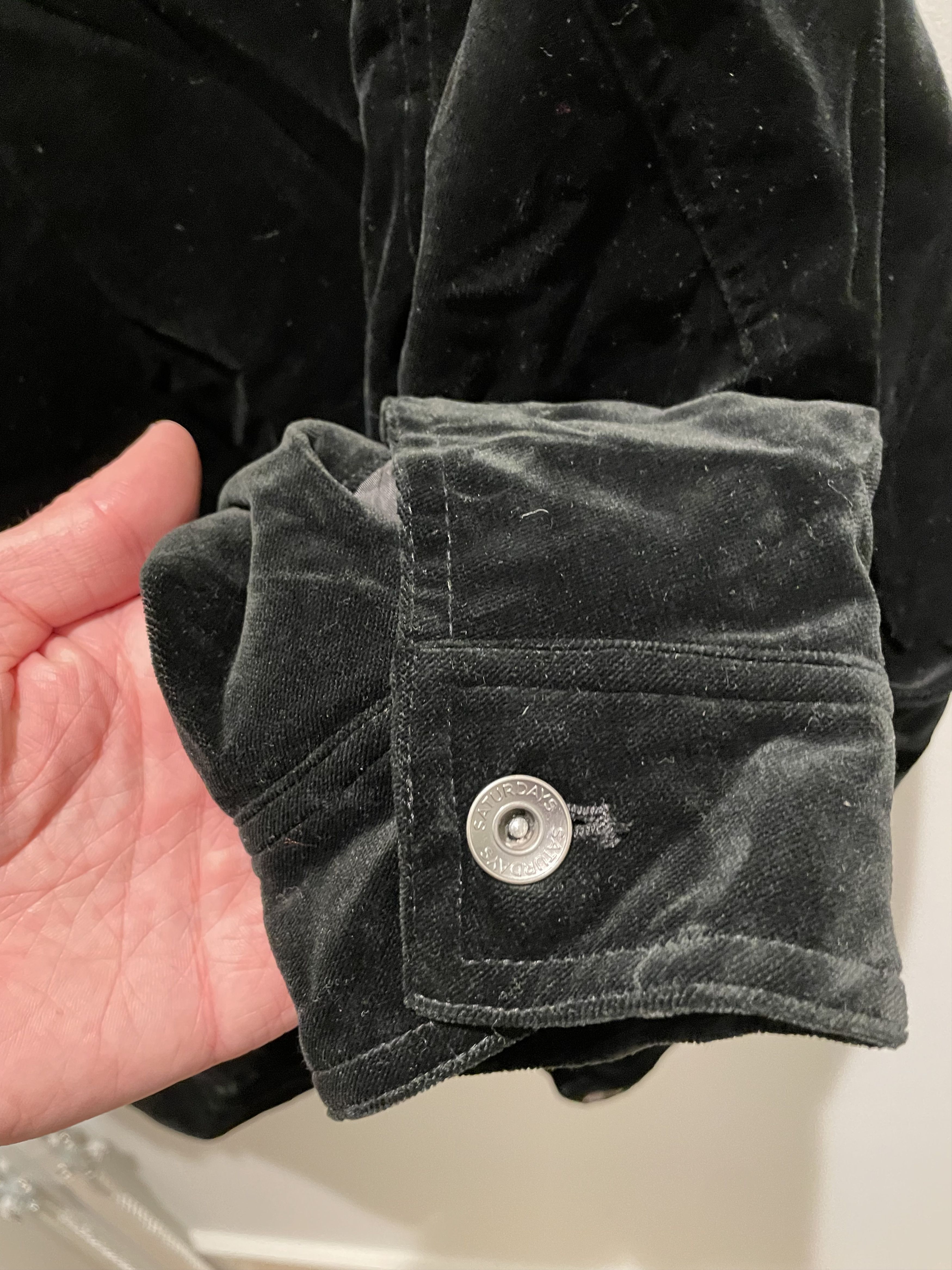 Saturdays NYC Harrison Velvet Trucker Jacket - Black Size US M / EU 48-50 / 2 - 6 Thumbnail