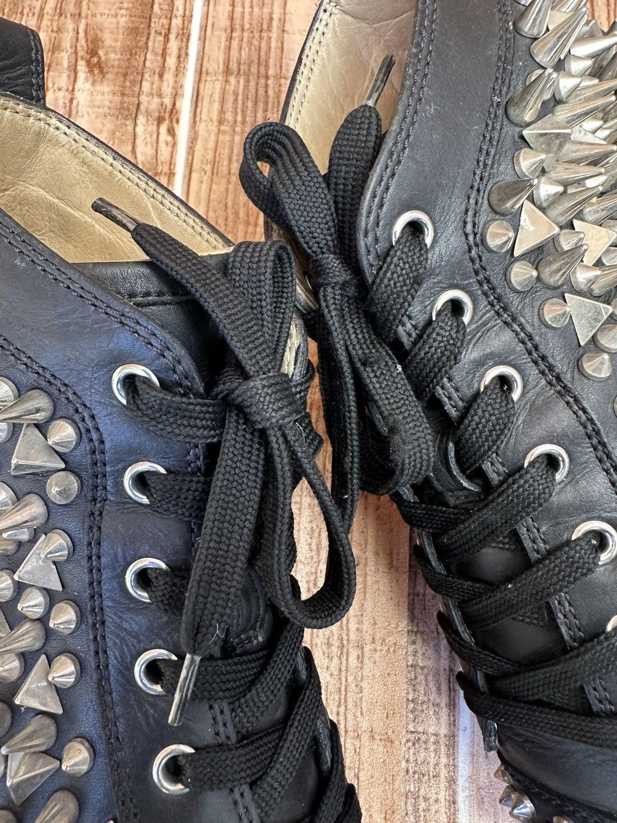 Christian Louboutin Christian Louboutin Louis Spikes Black Hightop Sneaks Size US 7.5 / EU 40-41 - 16 Thumbnail