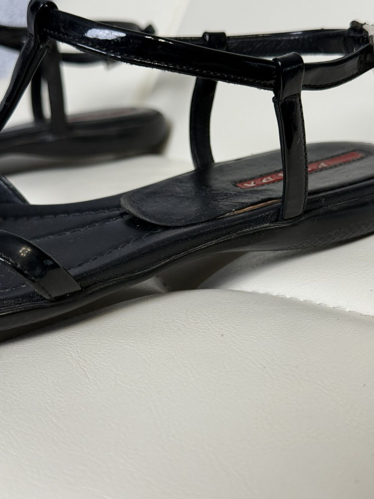 Prada Prada Linea Rossa Sandals Patent Leather T Strap Flat Shoes Size US 6 / IT 36 - 5 Thumbnail