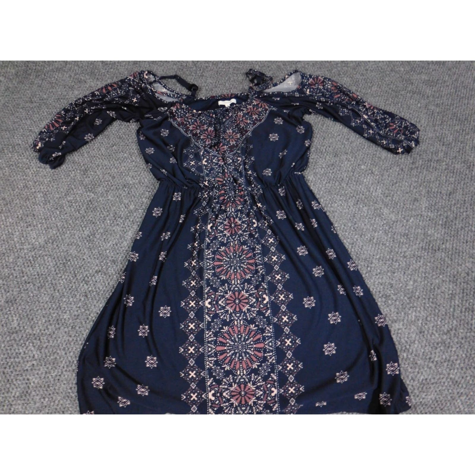 Vintage Maurices Blouse Shirt Womens S Blue Floral Pullover Cap Sleeve Collared Tunic Stretch Casual Regular Modern Classic Size S / US 4 / IT 40 - 2 Thumbnail