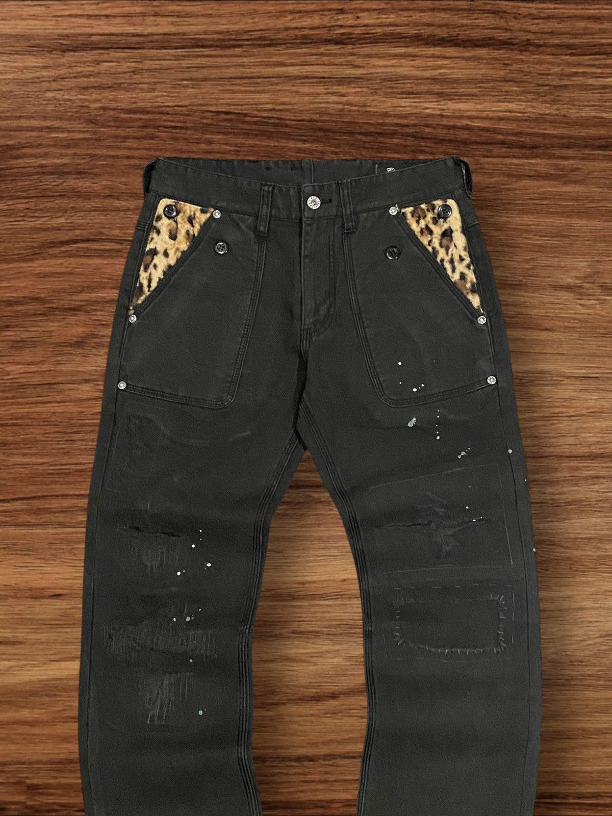 Ego Tripping ⚡️Crazy⚡️Ego Tripping Japan Sashiko Boro Leopard Baker Pants Size US 29 - 3 Thumbnail