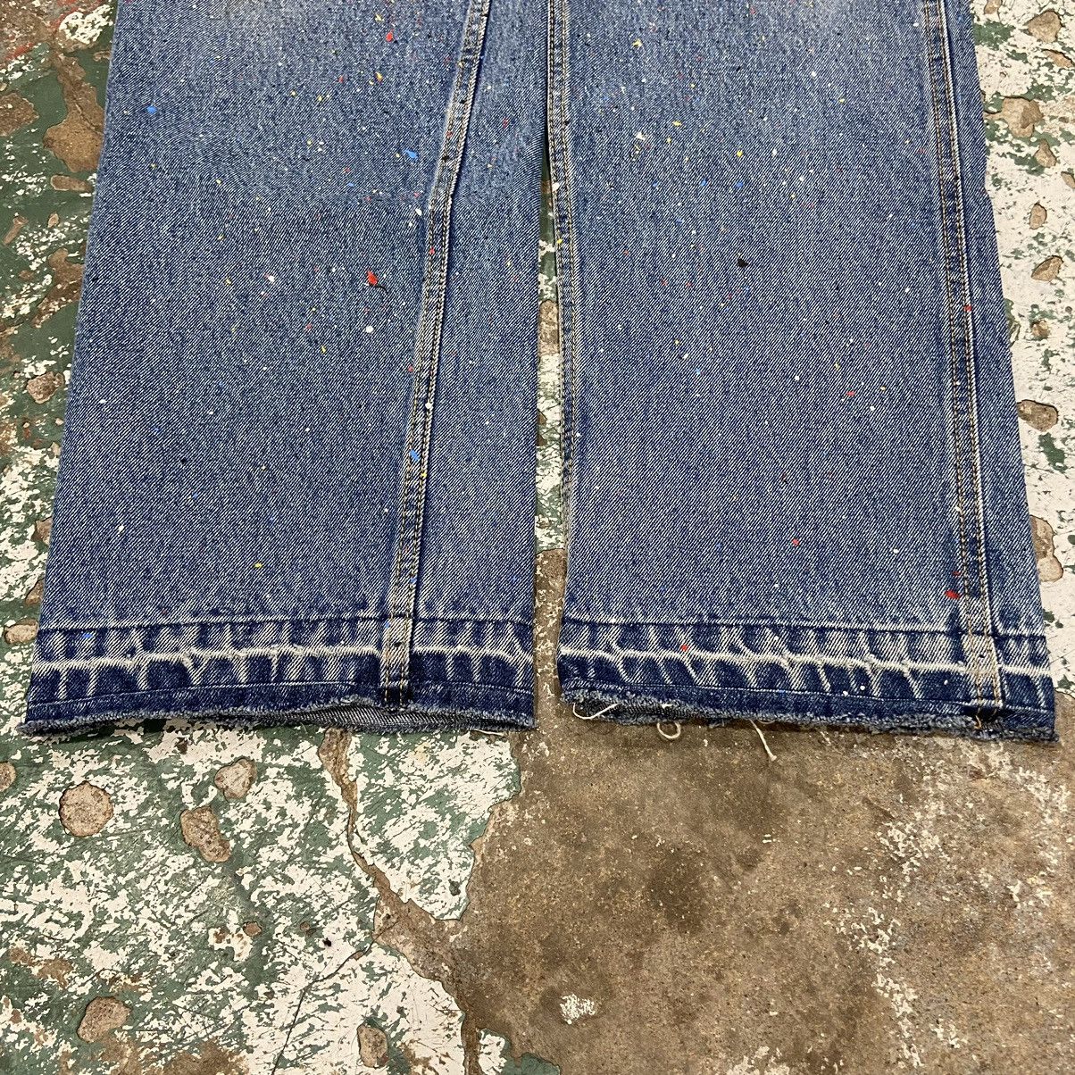 Vintage Vintage 1990s Paint Splatter Blue Denim Jeans Size US 34 / EU 50 - 6 Thumbnail