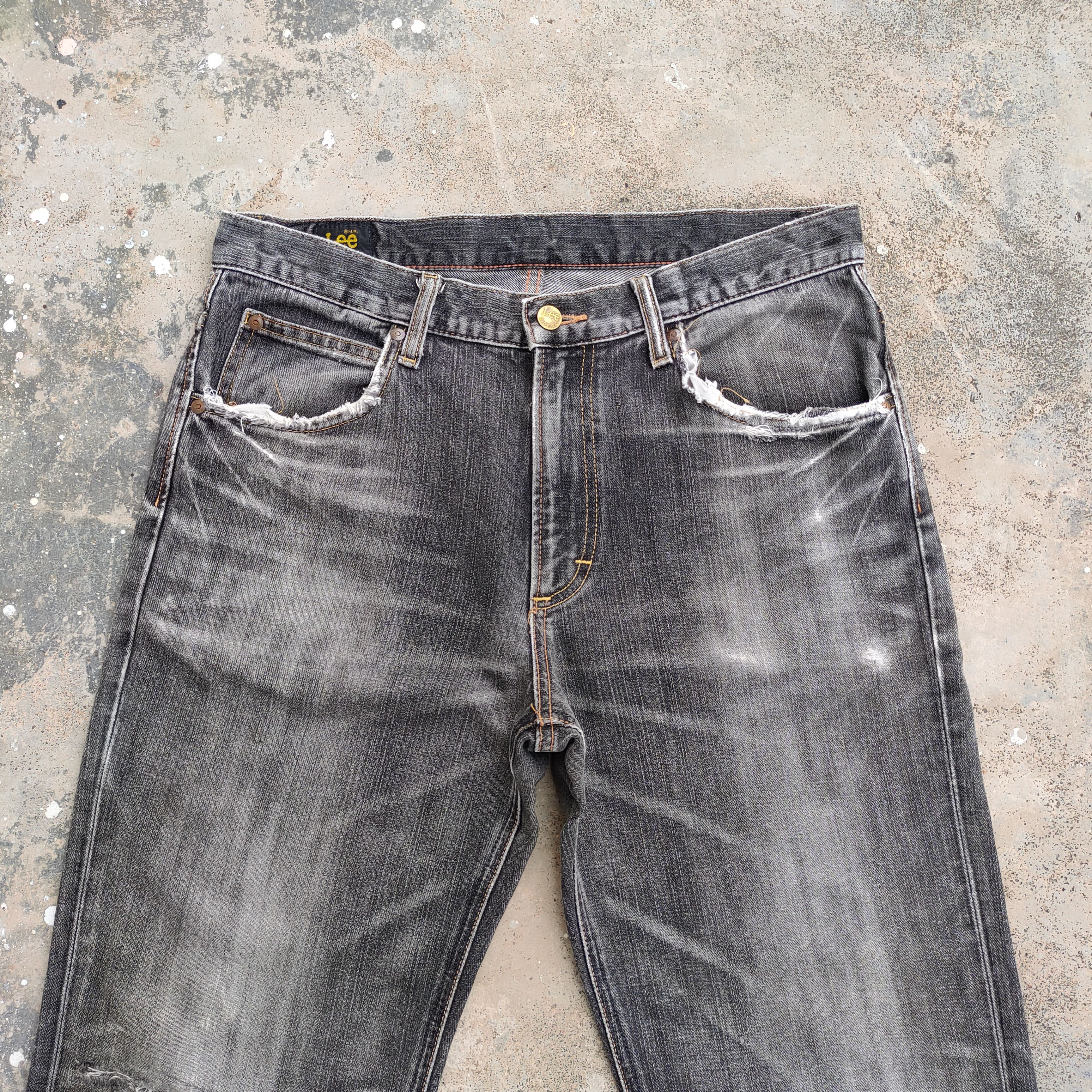 Jean × Lee × Vintage W34 VINTAGE LEE BLACK RIPPED JEANS DENIM PANTS Size US 34 / EU 50 - 2 Thumbnail