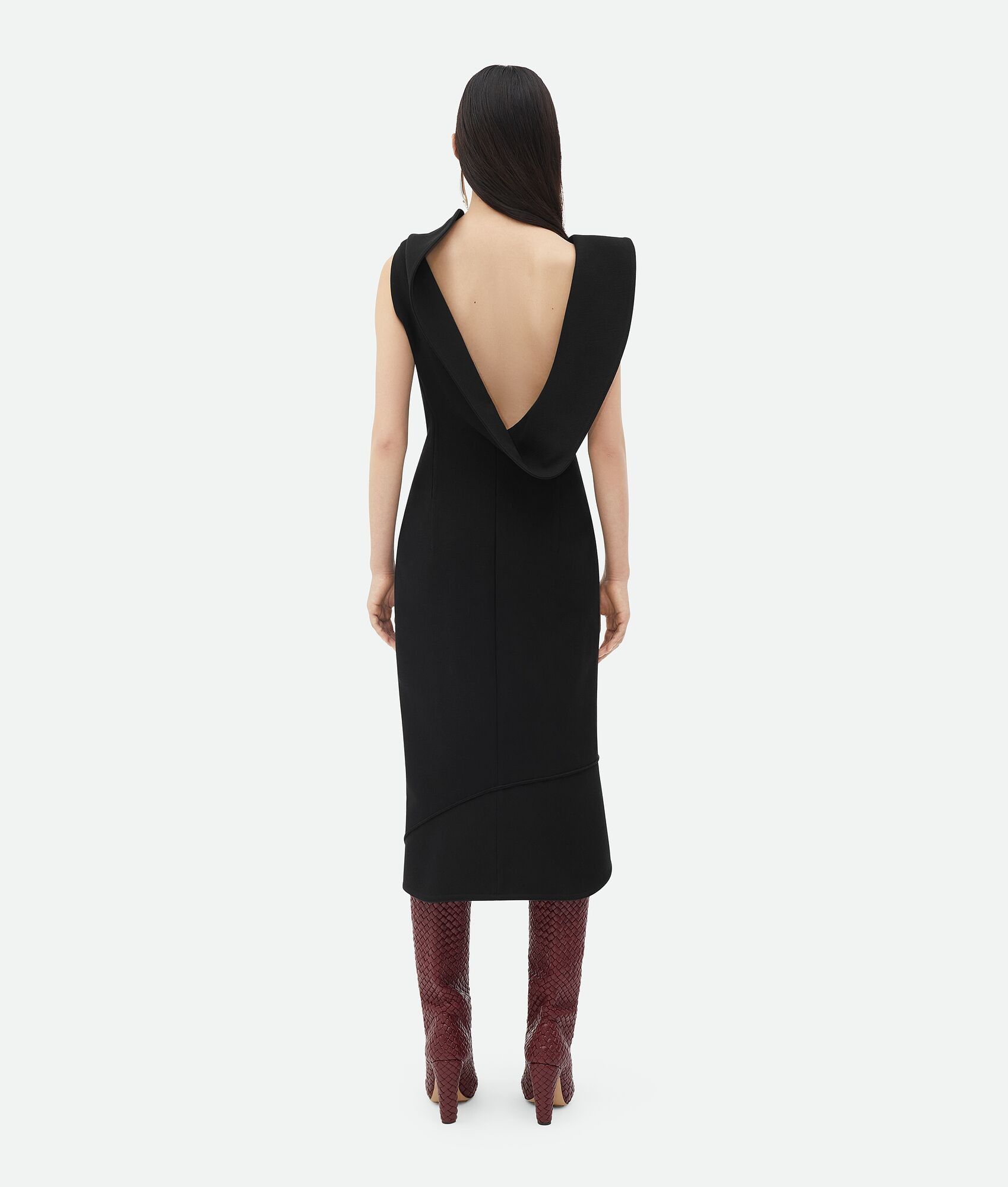 Bottega Veneta o1bcso1str0225 Structured Cotton Midi Dress in Black Size S / US 4 / IT 40 - 3 Thumbnail