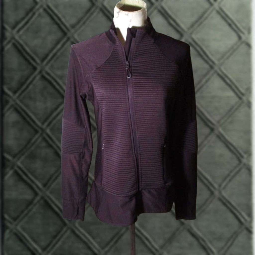 Vintage MONDETTA Burgundy Full Zip Compression Jacket Women's M/L Sized Jacket Long Sleeve Mens? Women Size M / US 6-8 / IT 42-44 - 1 Thumbnail