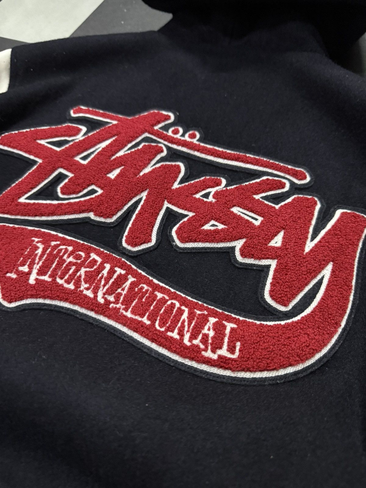 Stussy Vintage Stussy International Sign Hooded Wool Varsity Jacket Size US S / EU 44-46 / 1 - 12 Thumbnail