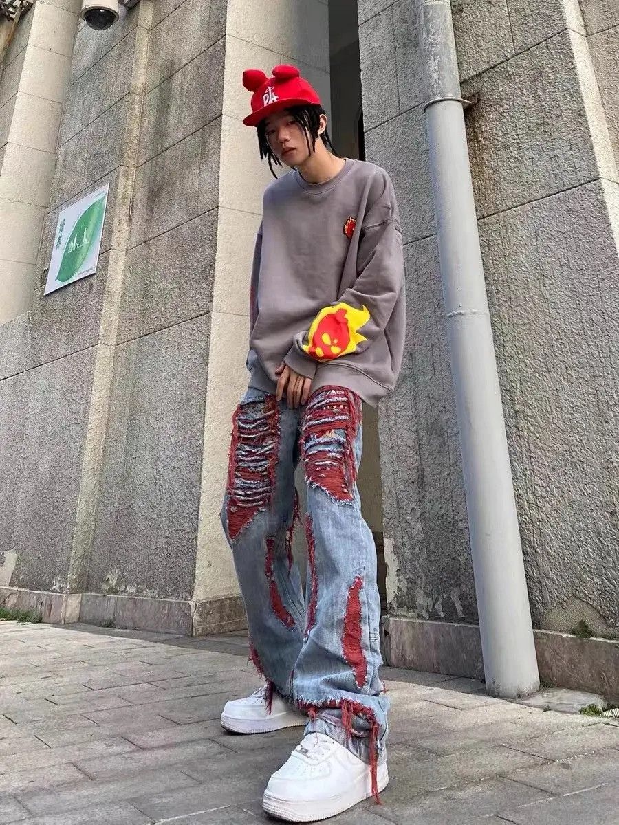 Japanese Brand × Vintage Vintage Distressed Punk Harajuku-Style Straight Leg Denim Size US 32 / EU 48 - 6 Thumbnail