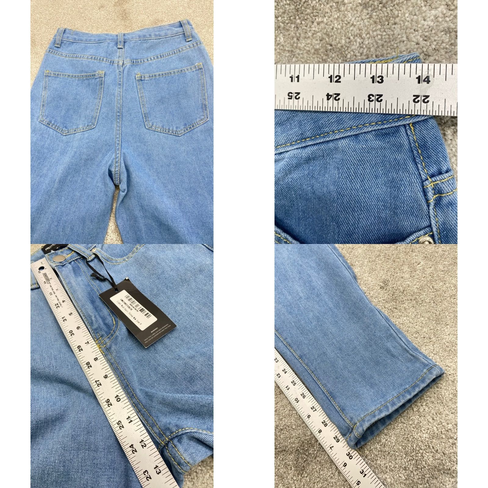 PrettyLittleThing NWT Pretty Little Things Jeans Turnup Mom Women's 8 Blue Denim 28 Inseam 30" 5-Pocket Rise 12.5" Cotton Spandex Regular 5746 Size 30" / US 8 / IT 44 - 8 Thumbnail