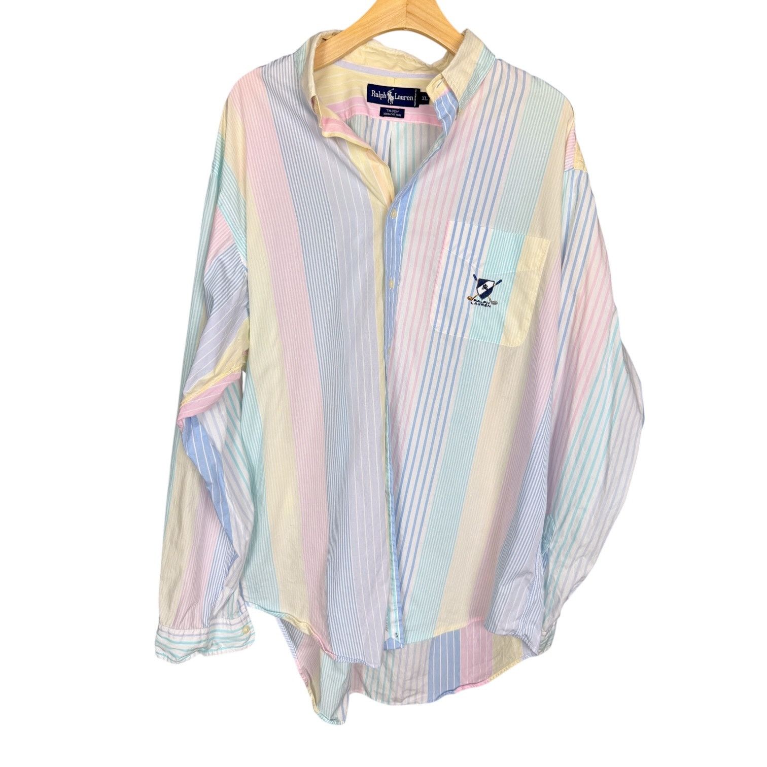 Polo Ralph Lauren 90s Polo Ralph Lauren Multi Stripe Pastel L/S Golf Emblem XL Size US XL / EU 56 / 4 - 2 Thumbnail