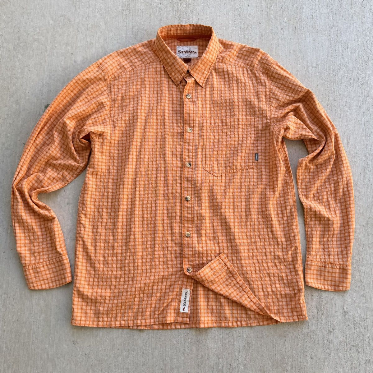 Simms Simms Performance Fishing Shirt Button Up Orange Check Size US L / EU 52-54 / 3 - 1 Thumbnail