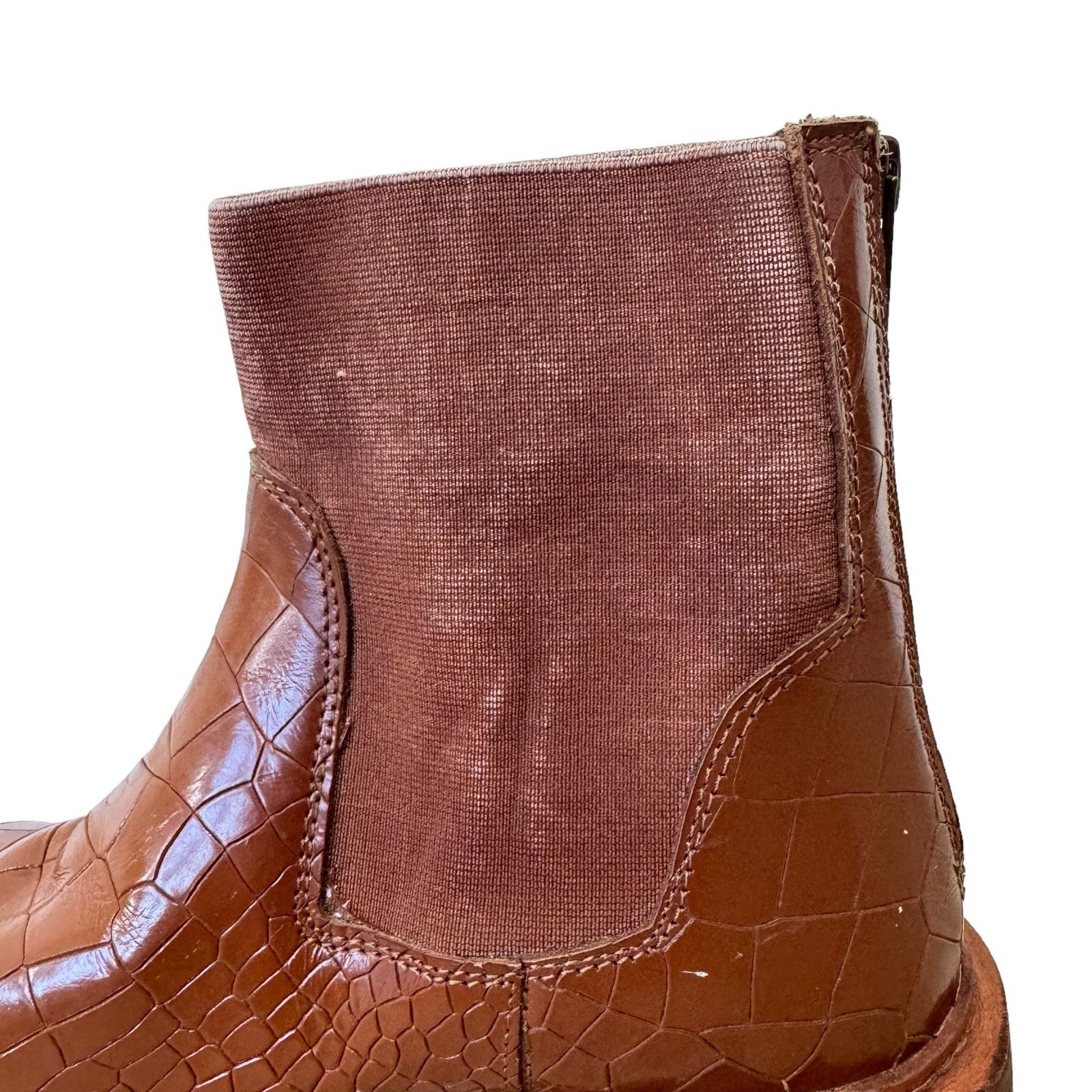 Free People FREE PEOPLE ARLO SANTA FE EMBOSSED ANKLE BOOTS Tan Croc Size US 8 / IT 38 - 11 Thumbnail