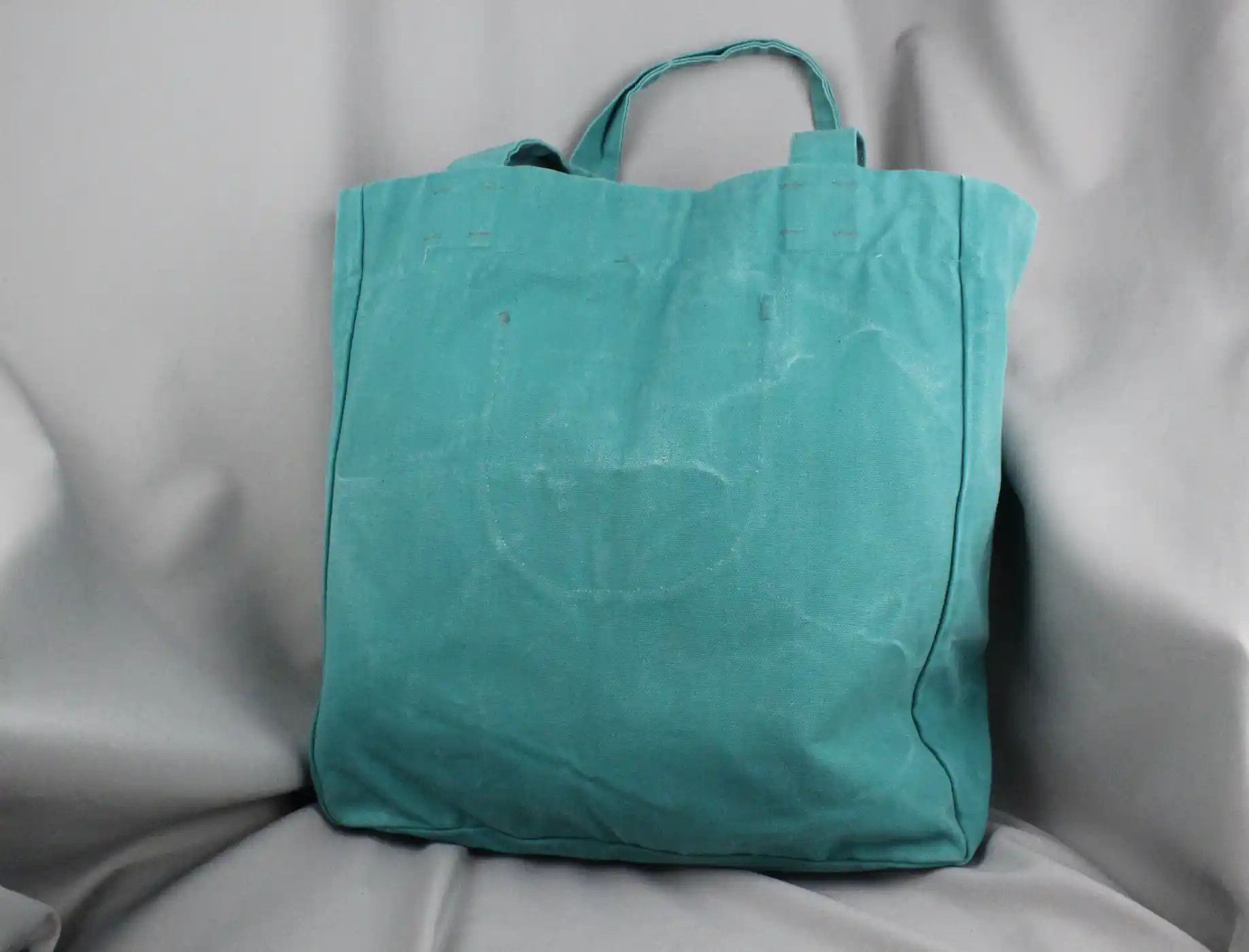 Albam Albam Washed Turquoise Coloured Cotton Canvas Tote bag Size ONE SIZE - 2 Thumbnail
