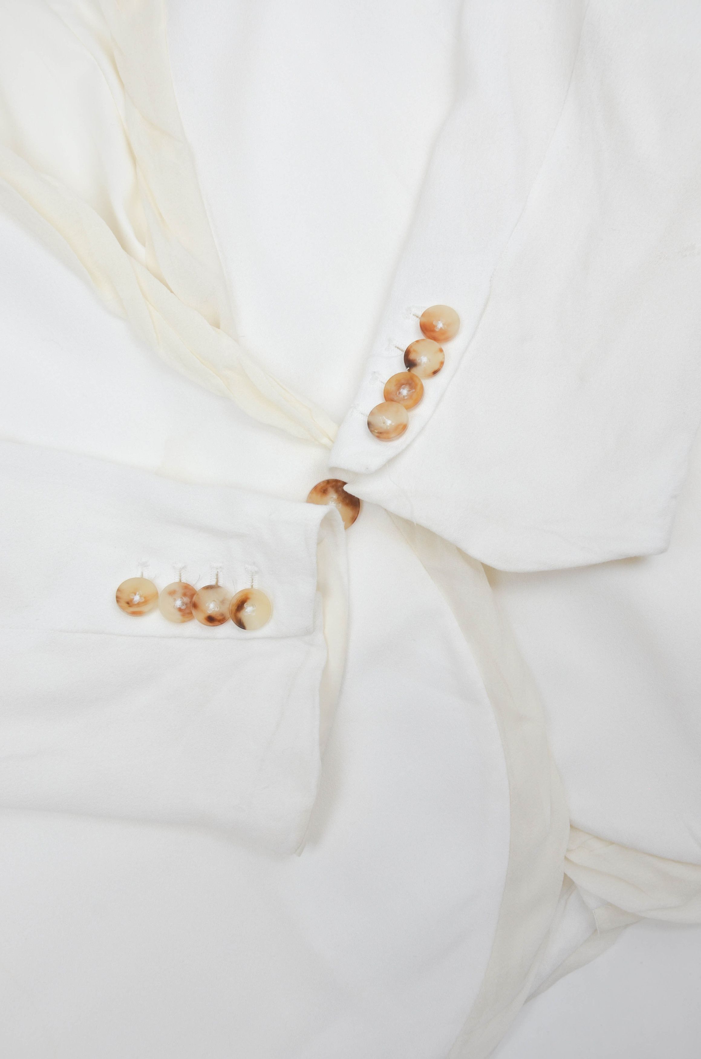 Helmut Lang Helmut Lang Vintage White Viscose Blazer – Size 8 Size M / US 6-8 / IT 42-44 - 3 Thumbnail