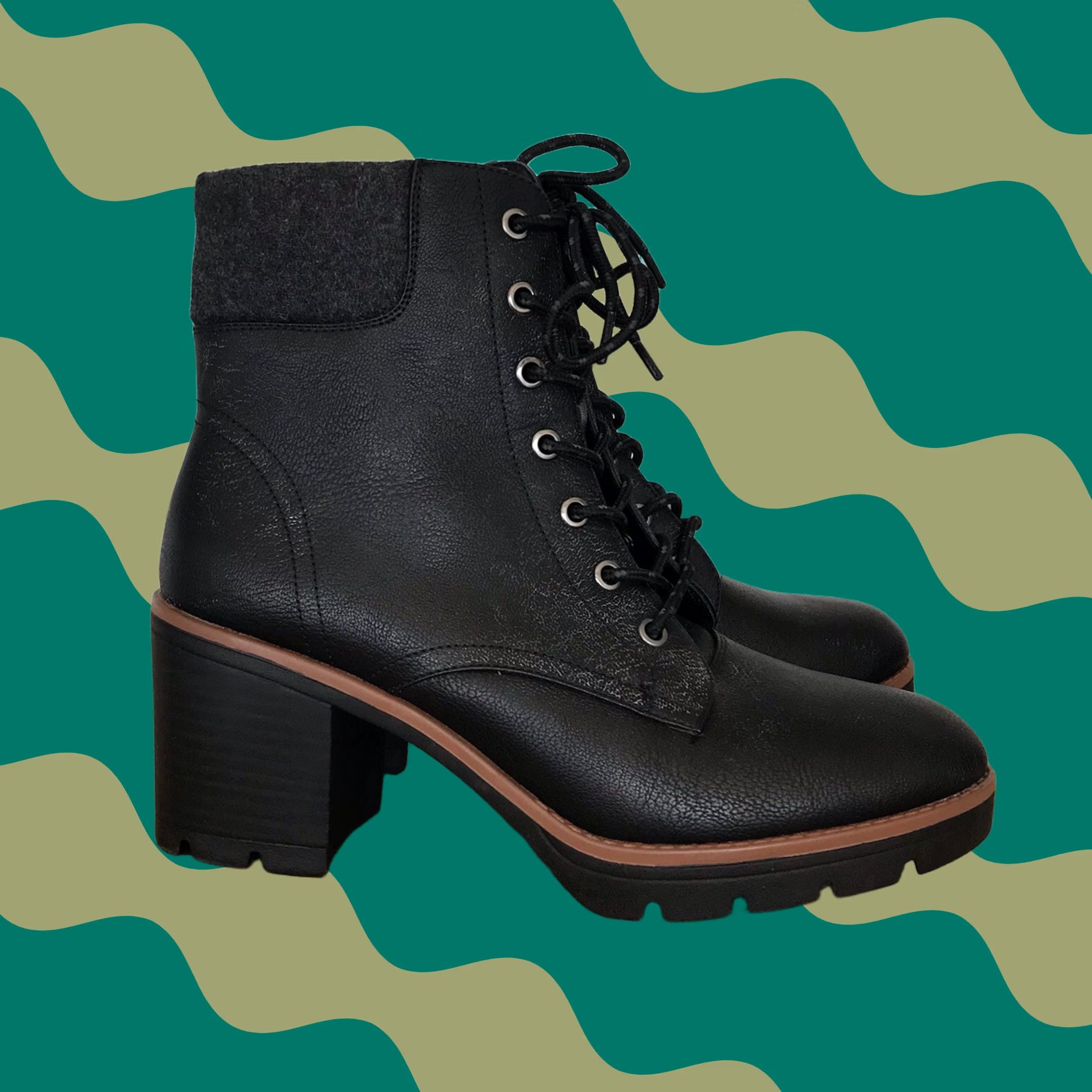 Naturalizer Naturalizer Women Black Madalynn 2 Faux Leather Distressed Lace-Up Ankle Boots 9 M Size US 9 / IT 39 - 1 Thumbnail