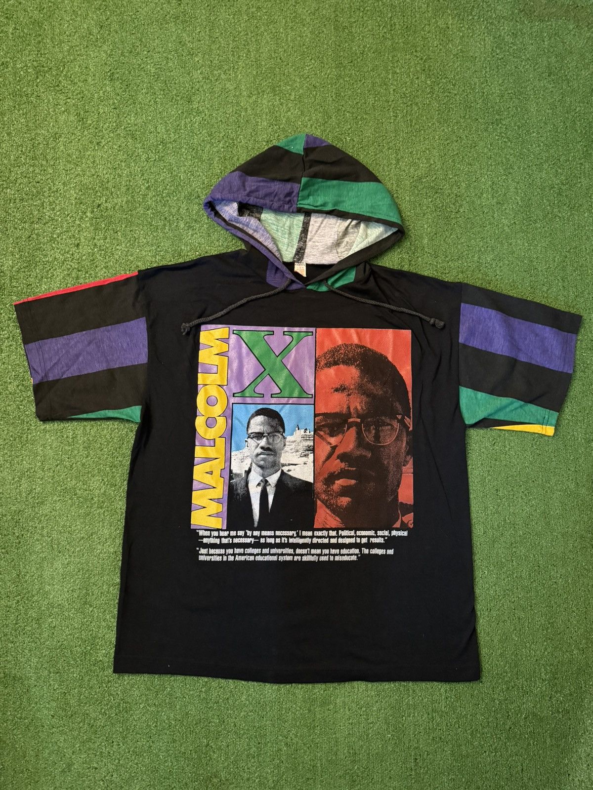 image of Vintage 90's Black History Malcolm X Pullover Shirt, Men's (Size 2XL)