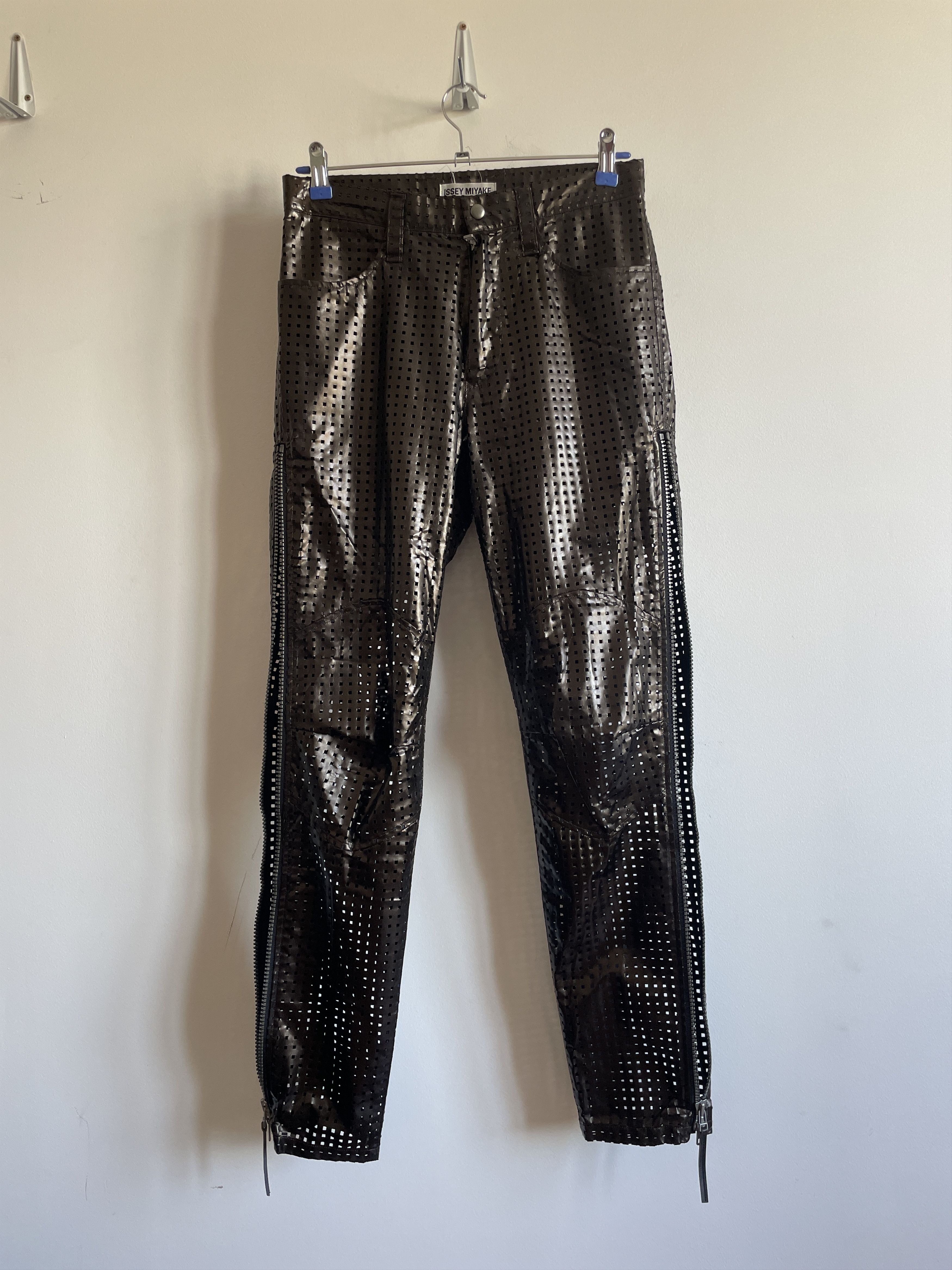 Issey Miyake Issey Miyake S/S 1996 Womens Vinyl Perforated Zip Pants Size 30" / US 8 / IT 44 - 3 Thumbnail