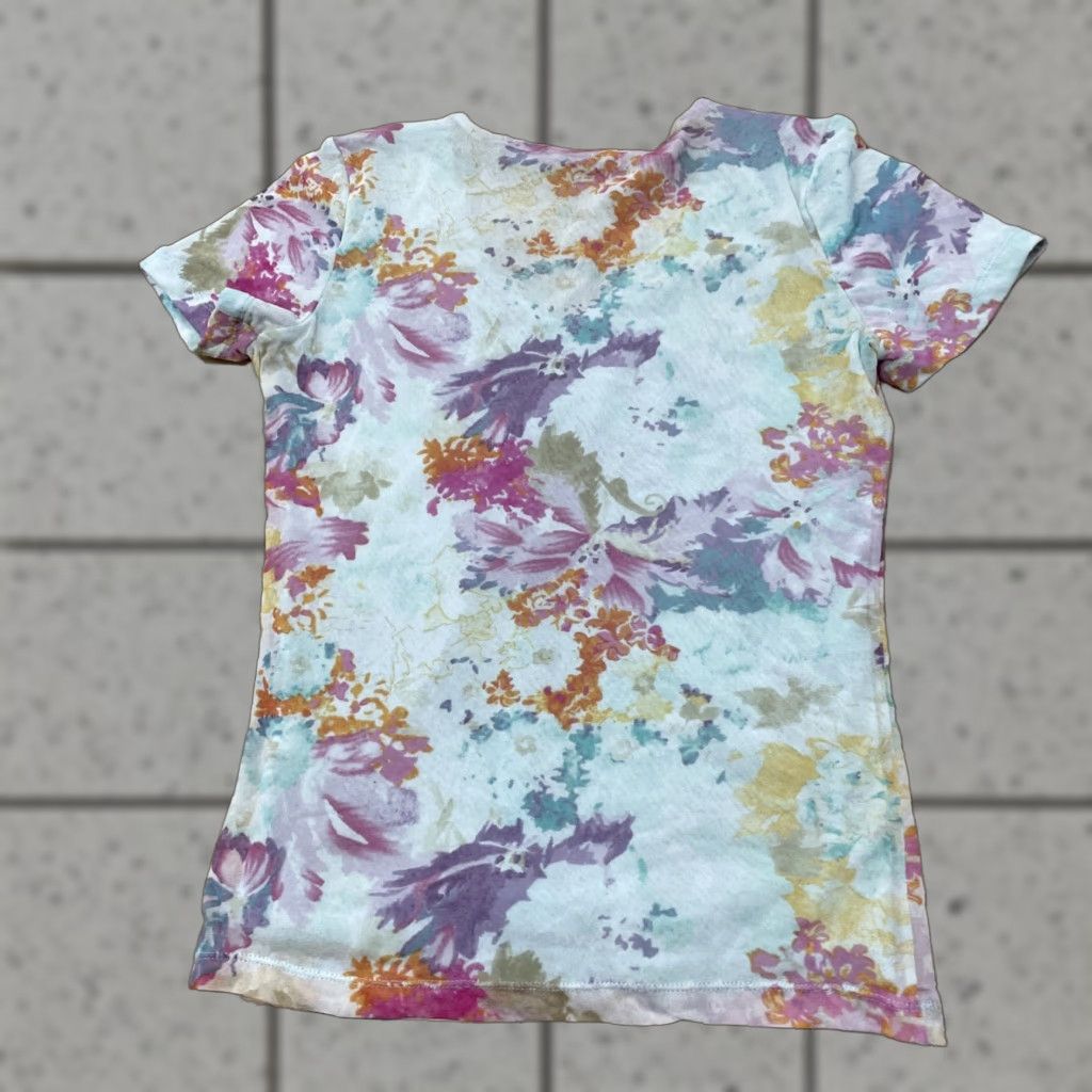 Liz Claiborne Liz Claiborne Hippie Floral Top Woman Petite S Blue Floral Stretch Layered Lined Shirt Womens Size S / US 4 / IT 40 - 1 Thumbnail