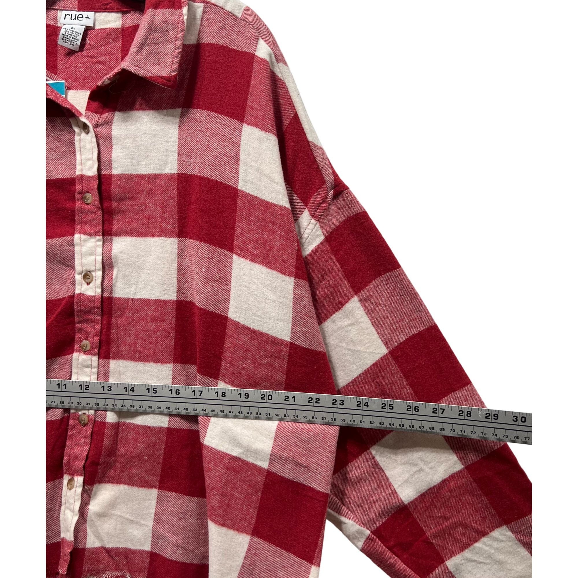 Other Rue + - Women's Long Sleeve Plaid Shirt - Red/White - 3X Size 3XL / US 20-22 - 4 Thumbnail