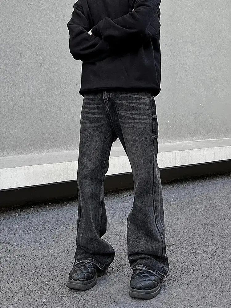 Japanese Brand × Jean Straight fit loose black micro flared jeans Size US 34 / EU 50 - 3 Thumbnail