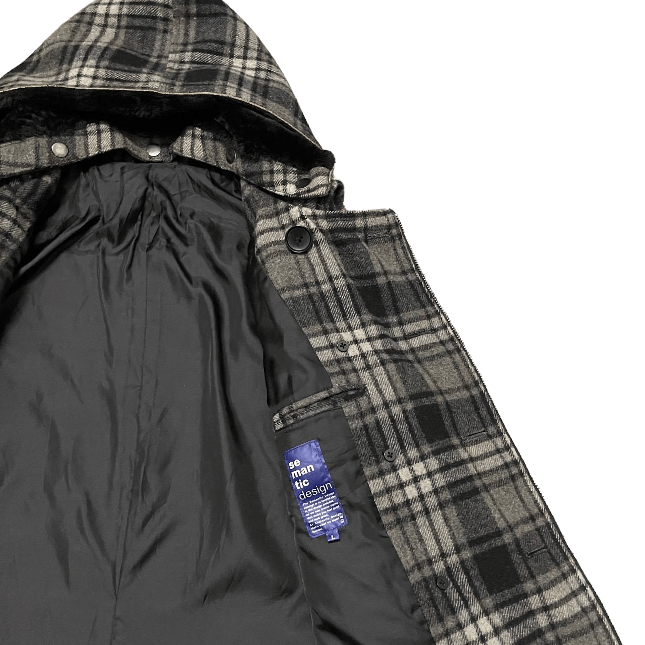semanticdesign Semantic Design Plaid Wool Hooded Coat Size US M / EU 48-50 / 2 - 12 Thumbnail