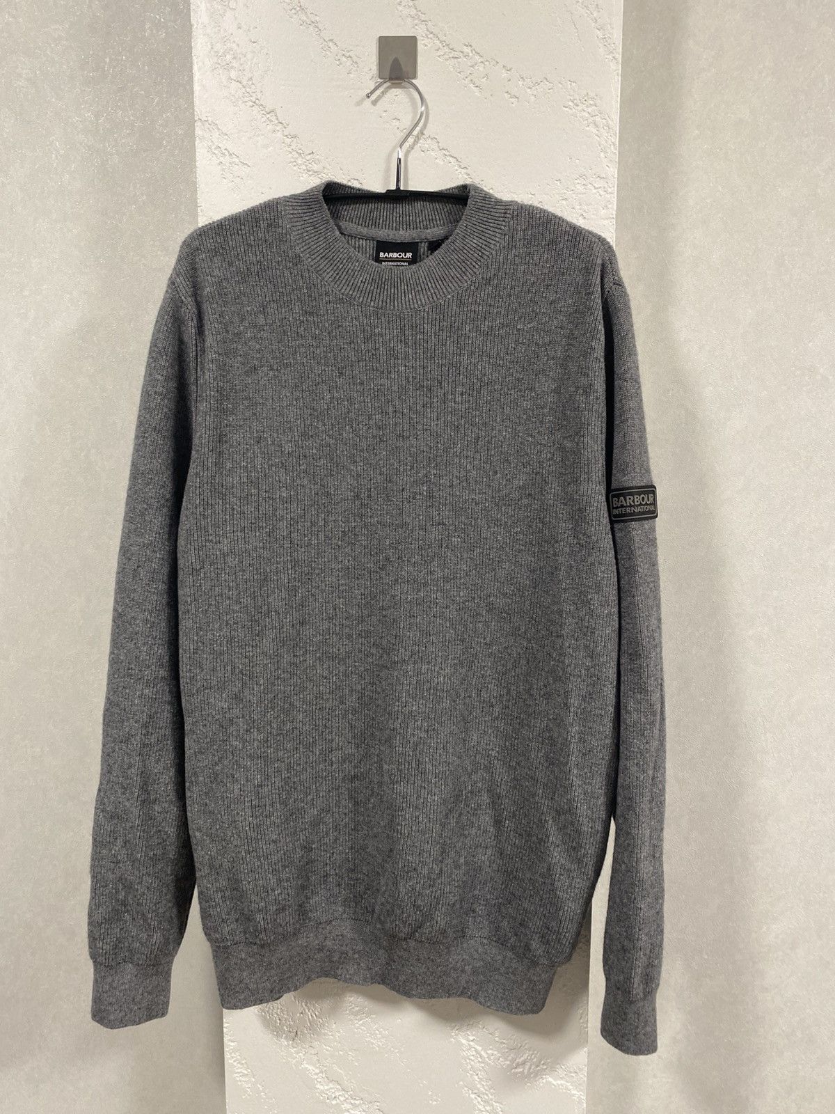 Barbour Barbour International Grey Wool/Cotton Blend Sweater Size: L Size US L / EU 52-54 / 3 - 1 Thumbnail