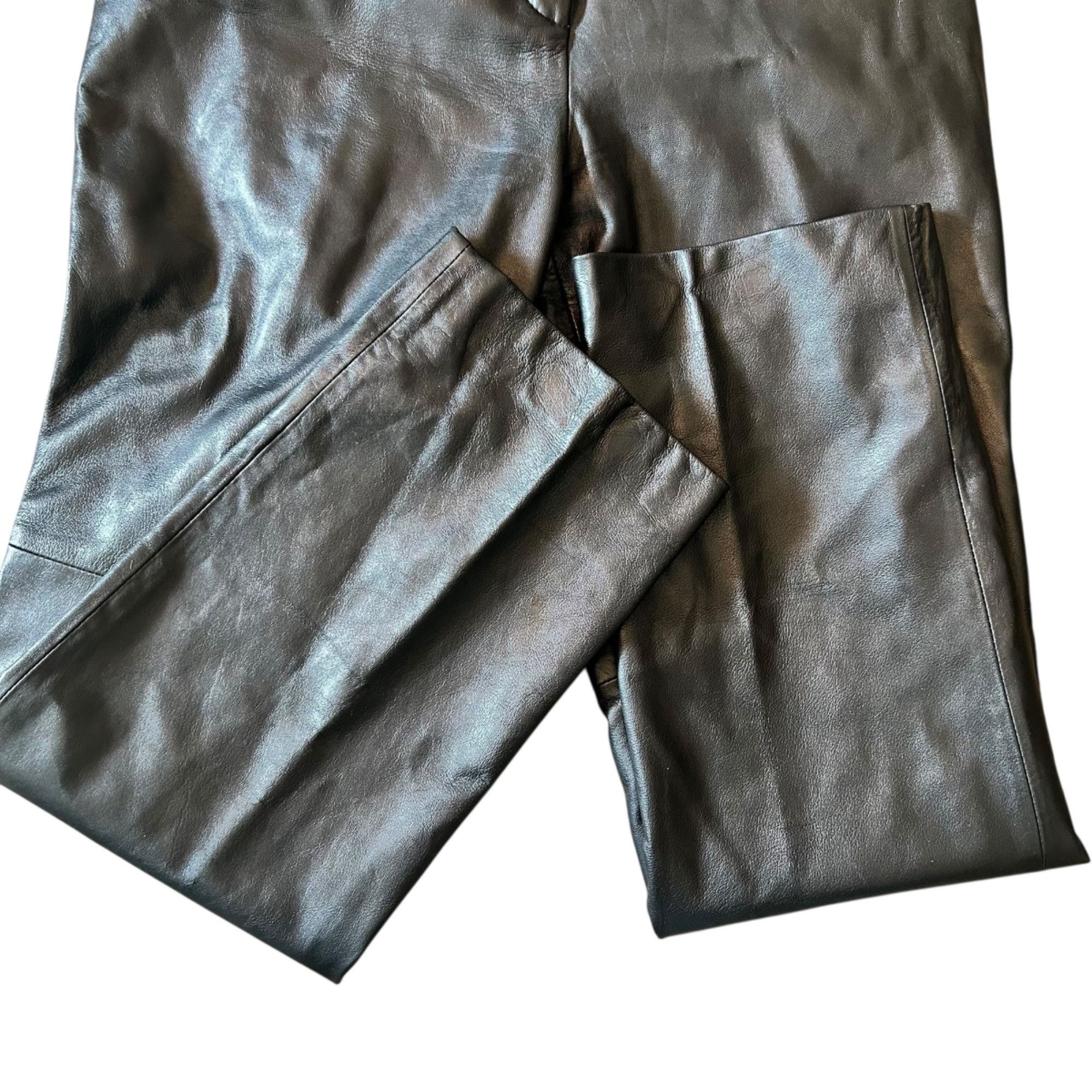 Vintage Vintage Jacqueline Ferrar Leather Straight Leg High Rise Edg Size 34" / US 12 / IT 48 - 8 Thumbnail