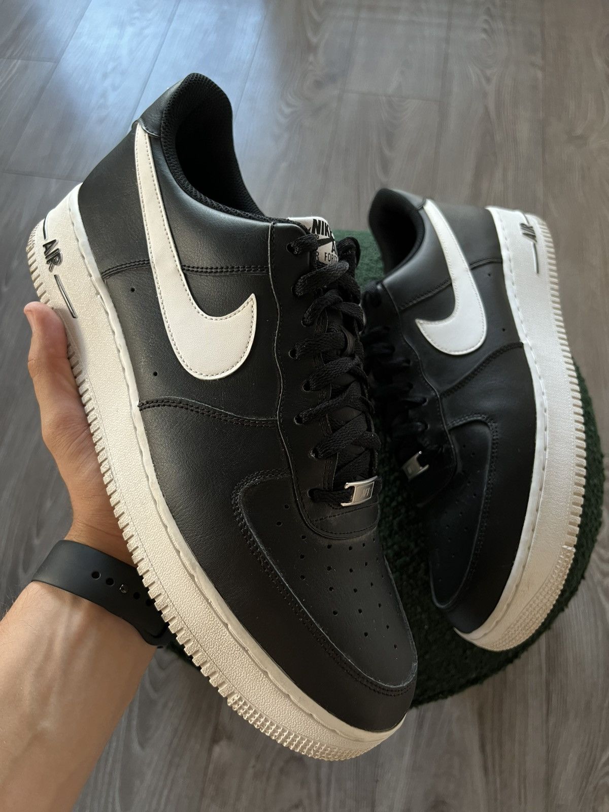 Nike ‼️Nike Air Force 1 ‘07 AN20 Black Leather White Logo Sneakers Size US 13 / EU 46 - 2 Thumbnail