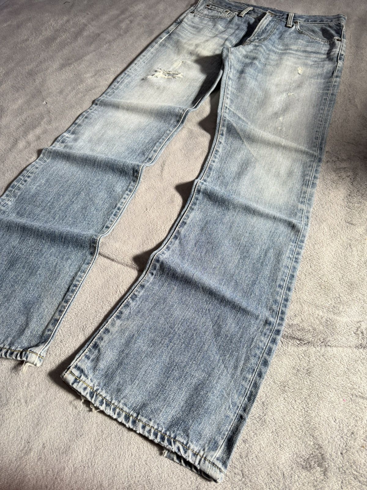 Edwin × Vintage Edwin XV441 Bootcut Flared Natural Distressed Jeans Size US 30 / EU 46 - 3 Thumbnail