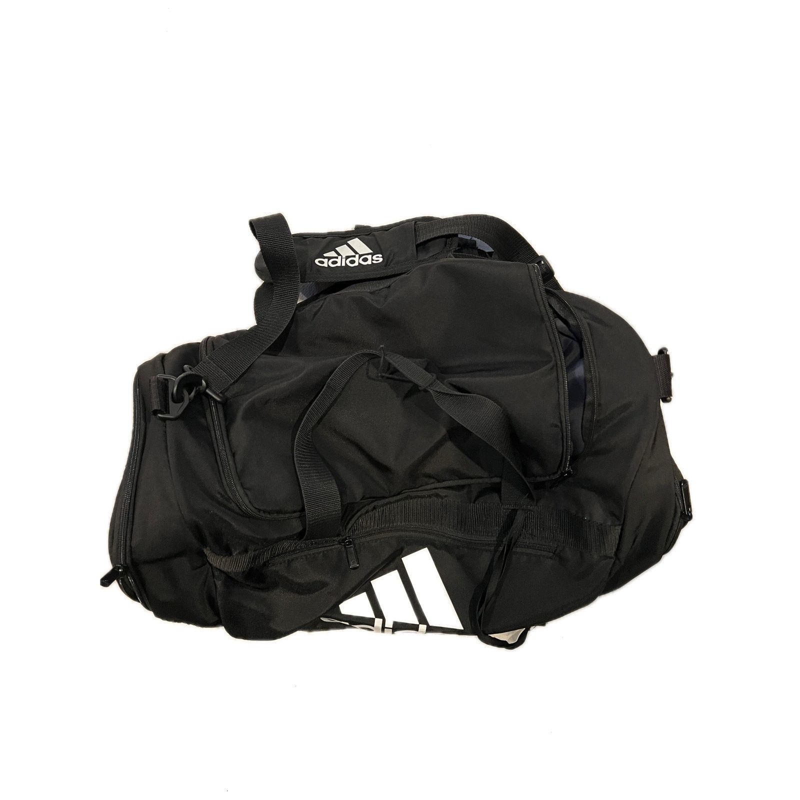 Adidas Adidas Faux Leather Medium 22"x10"x10" Black White Gym Bag Size ONE SIZE - 2 Thumbnail