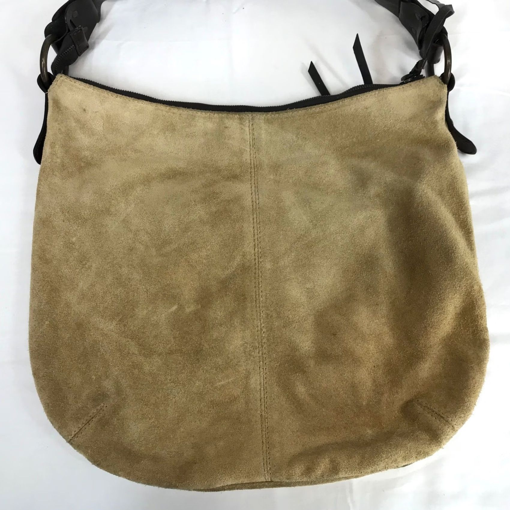 Vintage SUNDANCE Tan Suede Hobo Shoulder Bag Braided Leather Strap Bag Leather Tassel Zipper Bohemian Casual Women Size ONE SIZE - 5 Thumbnail