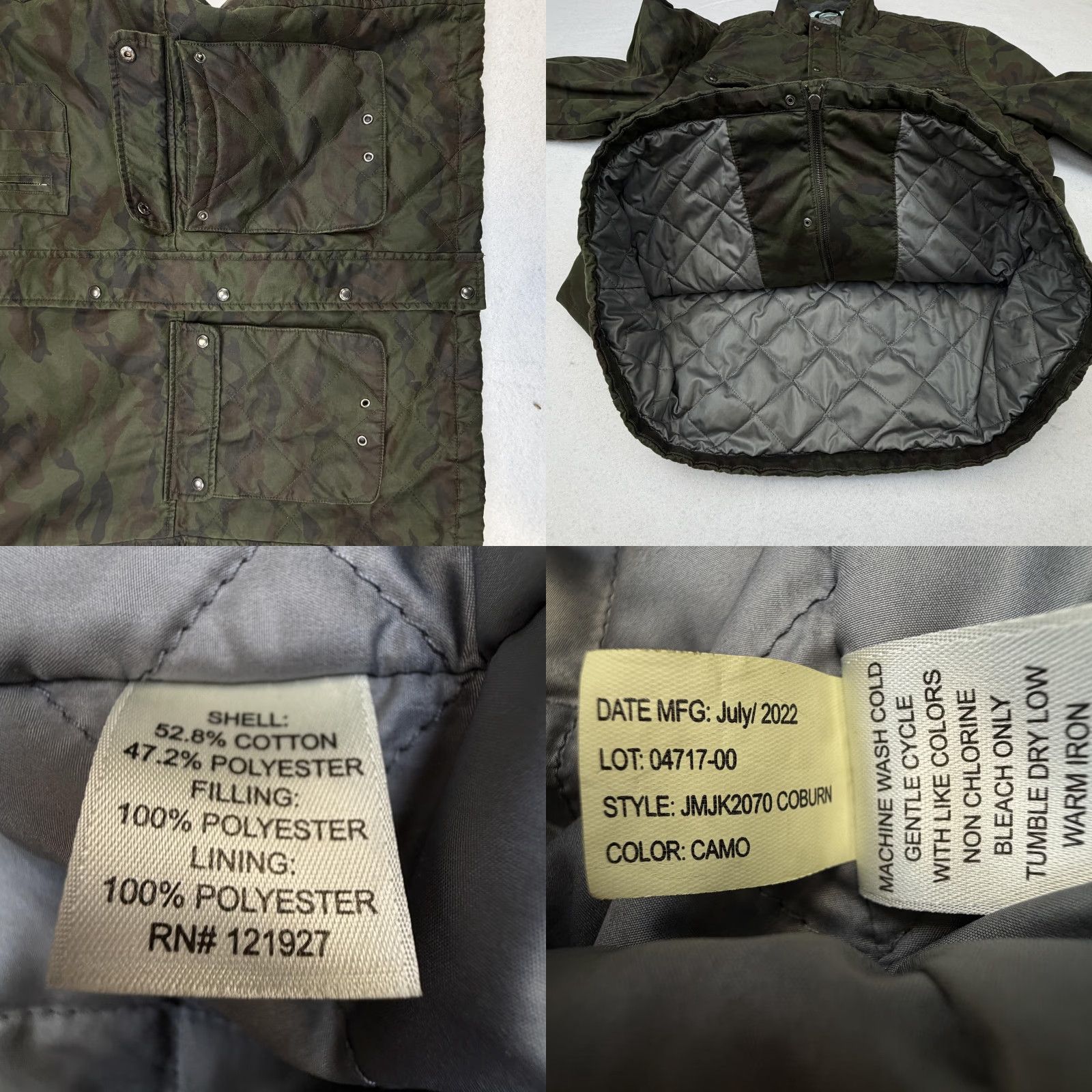 johnnie-O johnnie-O Jacket Mens XL Green Camo Quilted Full Zip Field Coburn JMJK2070 Size US XL / EU 56 / 4 - 9 Thumbnail