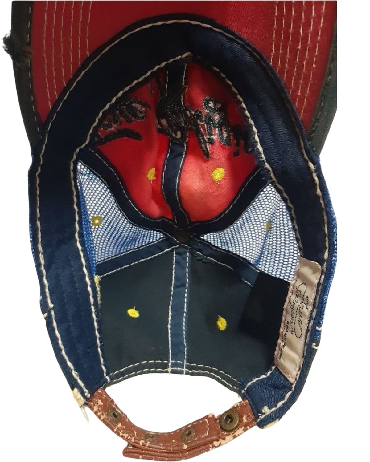 True Religion Sunshine Distressed Sashiko Stitched Base Ball Cap Size ONE SIZE - 6 Thumbnail